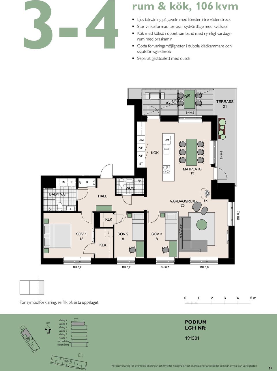 gästtoalett med dusch BALKON 8 BH,55 m BH,7 m - rum & kök, 16 m² MATPLATS 1 1 K/F ST SOVRUM 11 L S 5 BH,6 KÖK HALL BAD DM EL/IT MATPLATS 1 KM ENTRÉ 5 BH,6 För symbolförklaring, se flik på sista