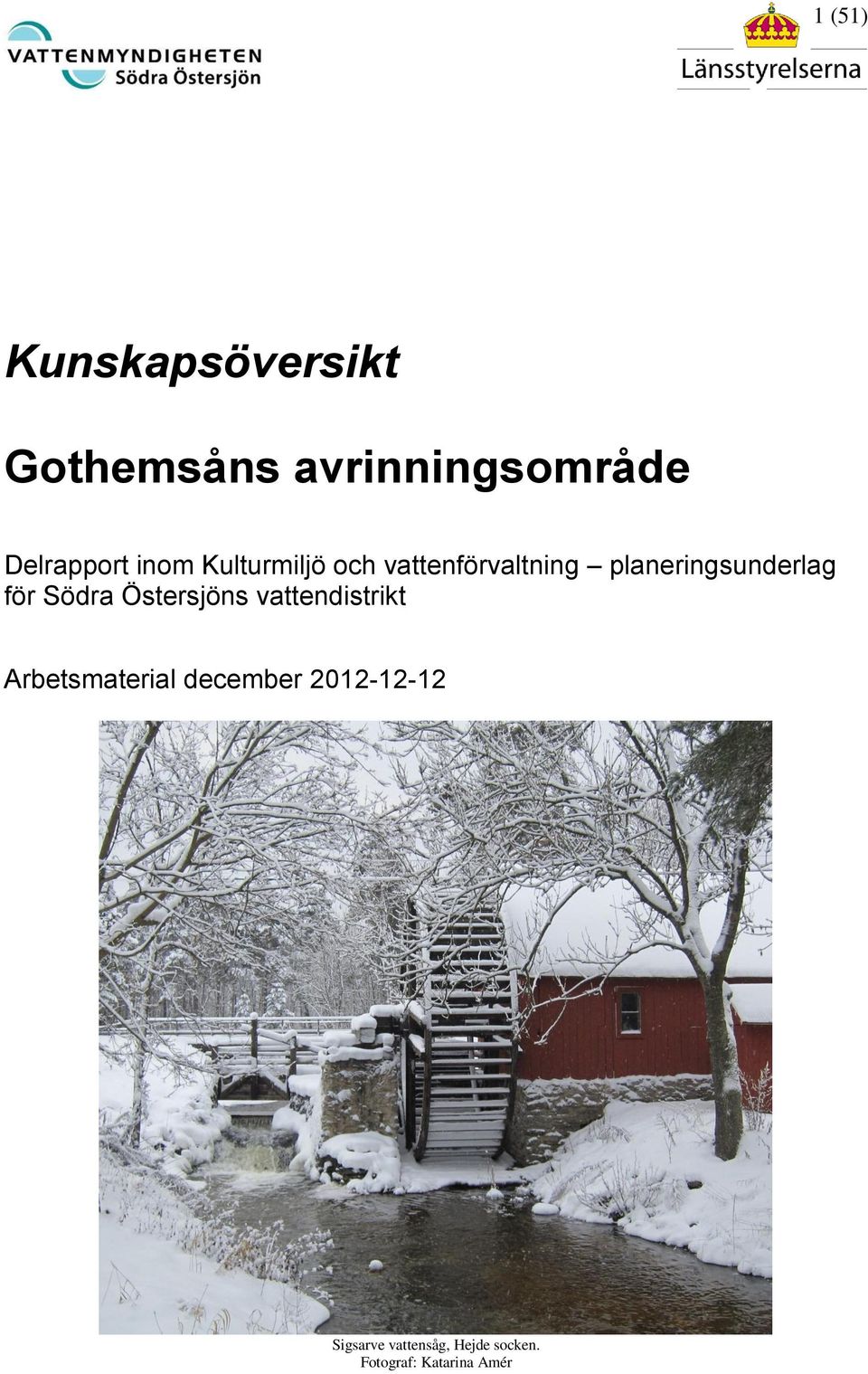 Södra Östersjöns vattendistrikt Arbetsmaterial december