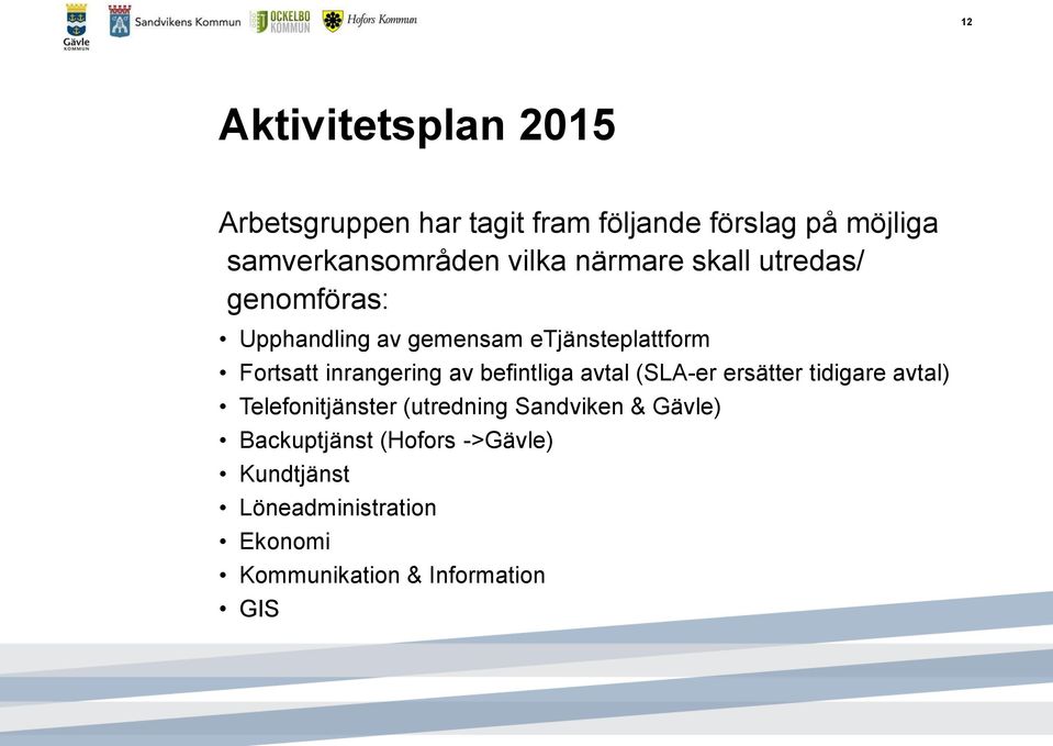 inrangering av befintliga avtal (SLA-er ersätter tidigare avtal) Telefonitjänster (utredning