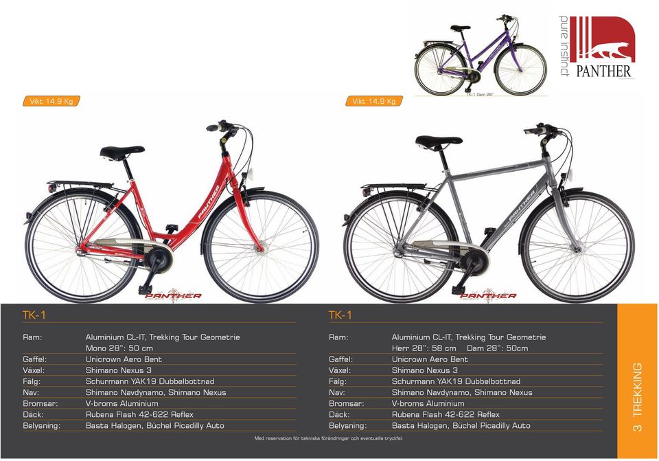 Picadilly Auto Aluminium CL-IT, Trekking Tour Geometrie Herr 28 : 58 cm Dam 28 : 50 Picadilly