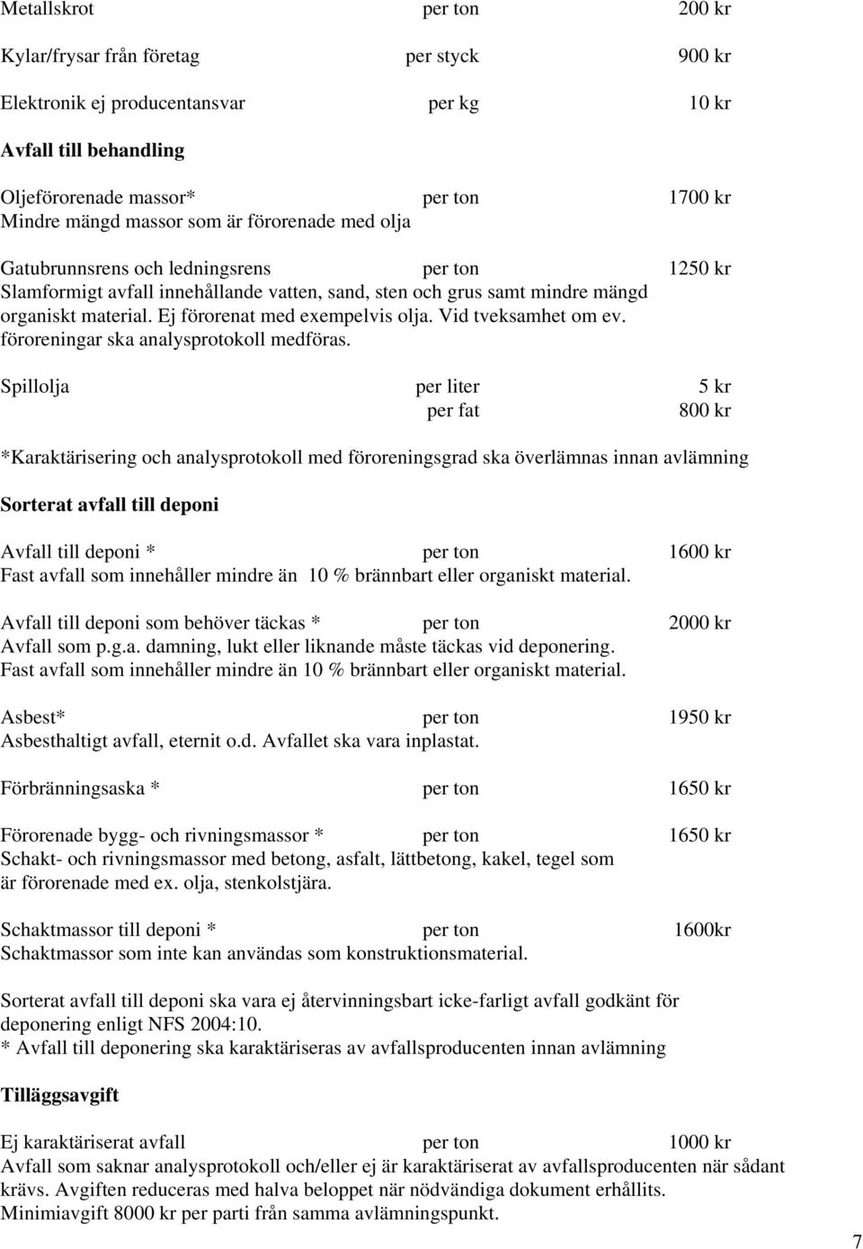 Ej förorenat med exempelvis olja. Vid tveksamhet om ev. föroreningar ska analysprotokoll medföras.