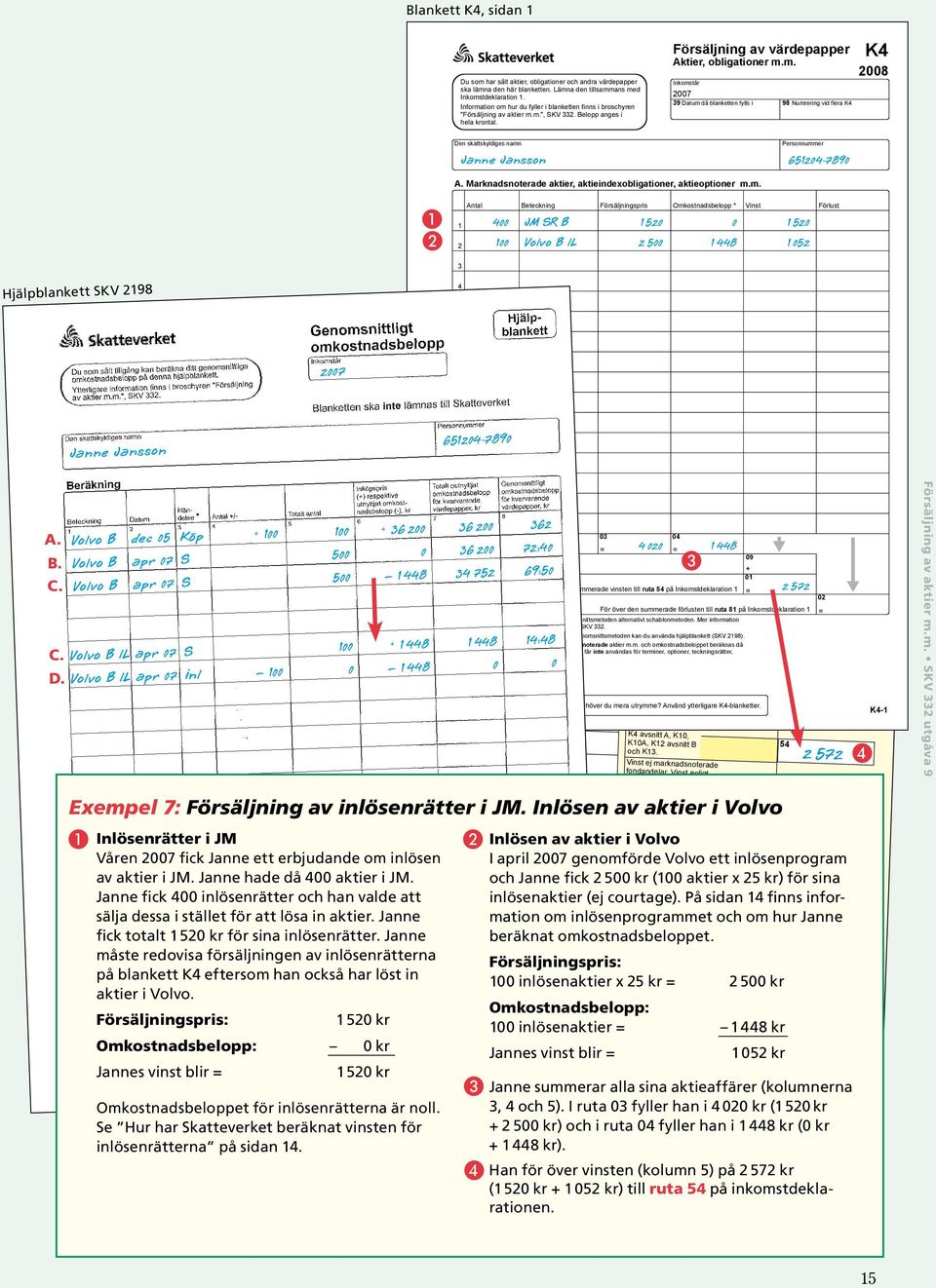 Marknadsnoterade aktier, aktieindexobligationer, aktieoptioner m.m. Antal Beteckning Försäljningspris Omkostnadsbelopp * Vinst Förlust 00 JM SR B 0 0 0 00 Volvo B ll 00 8 0 Hjälpblankett SKV 98 A. B. C.