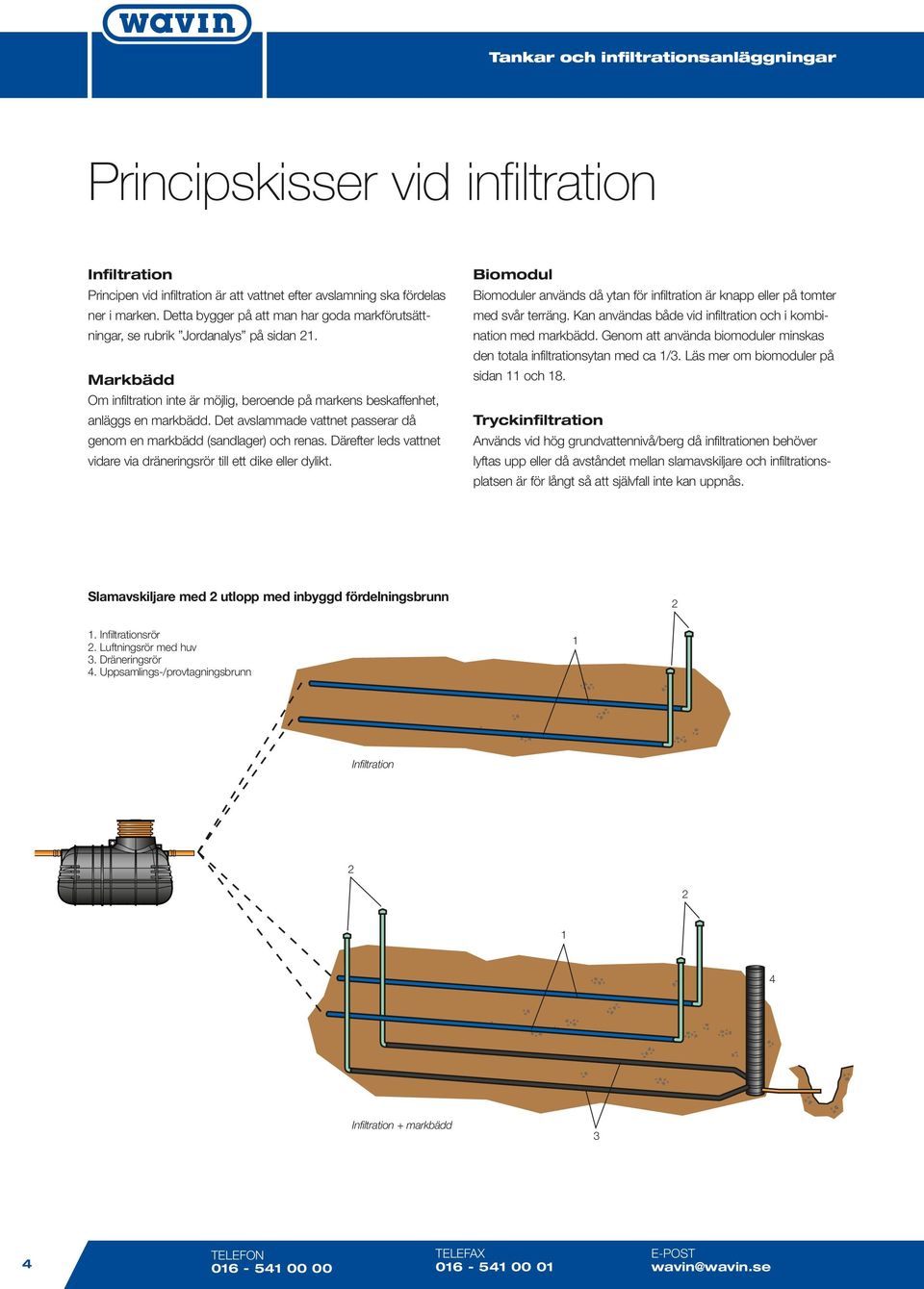 Genom att använda biomoduler minskas den totala infiltrationsytan med ca /. Läs mer om biomoduler på sidan och 8.