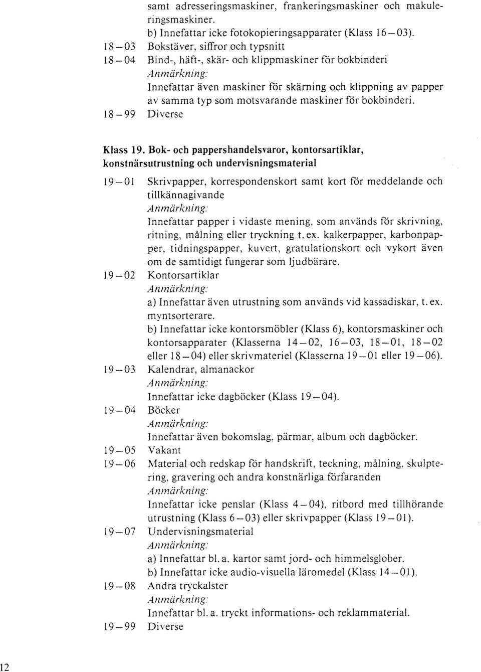 maskiner för bokbinderi. Klass 19.