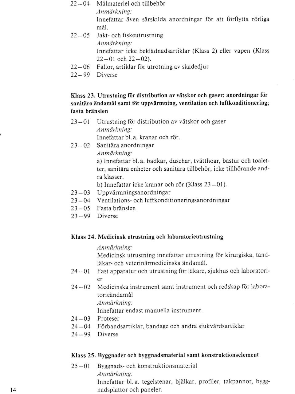 Utrustning för distribution av vätskor och gaser; anordningar för sanitära ändamål samt för uppvärmning, ventilation och luftkonditionering; fasta bränslen 23-01 Utrustning för distribution av