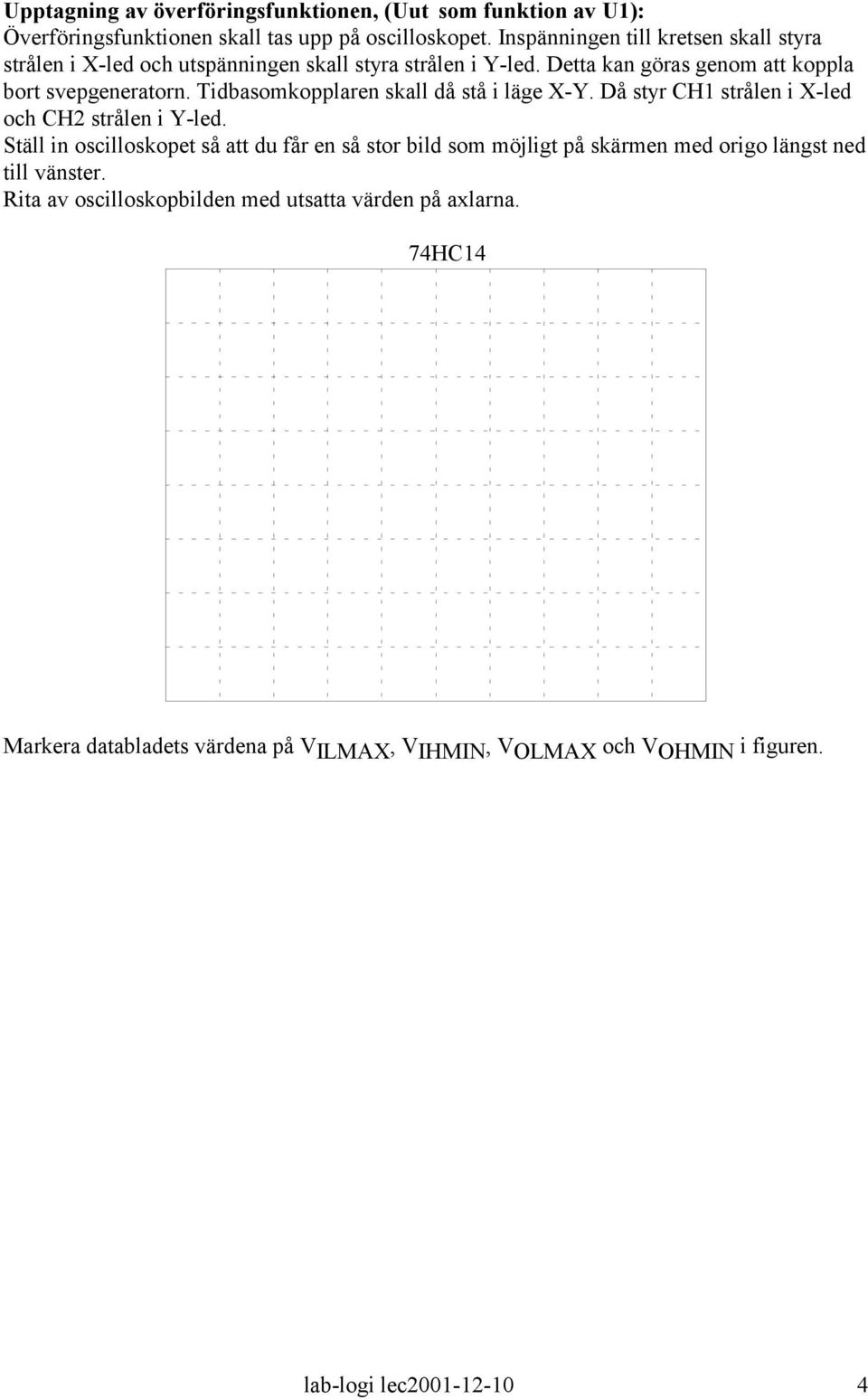 Tidbasomkopplaren skall då stå i läge X-Y. Då styr CH1 strålen i X-led och CH2 strålen i Y-led.