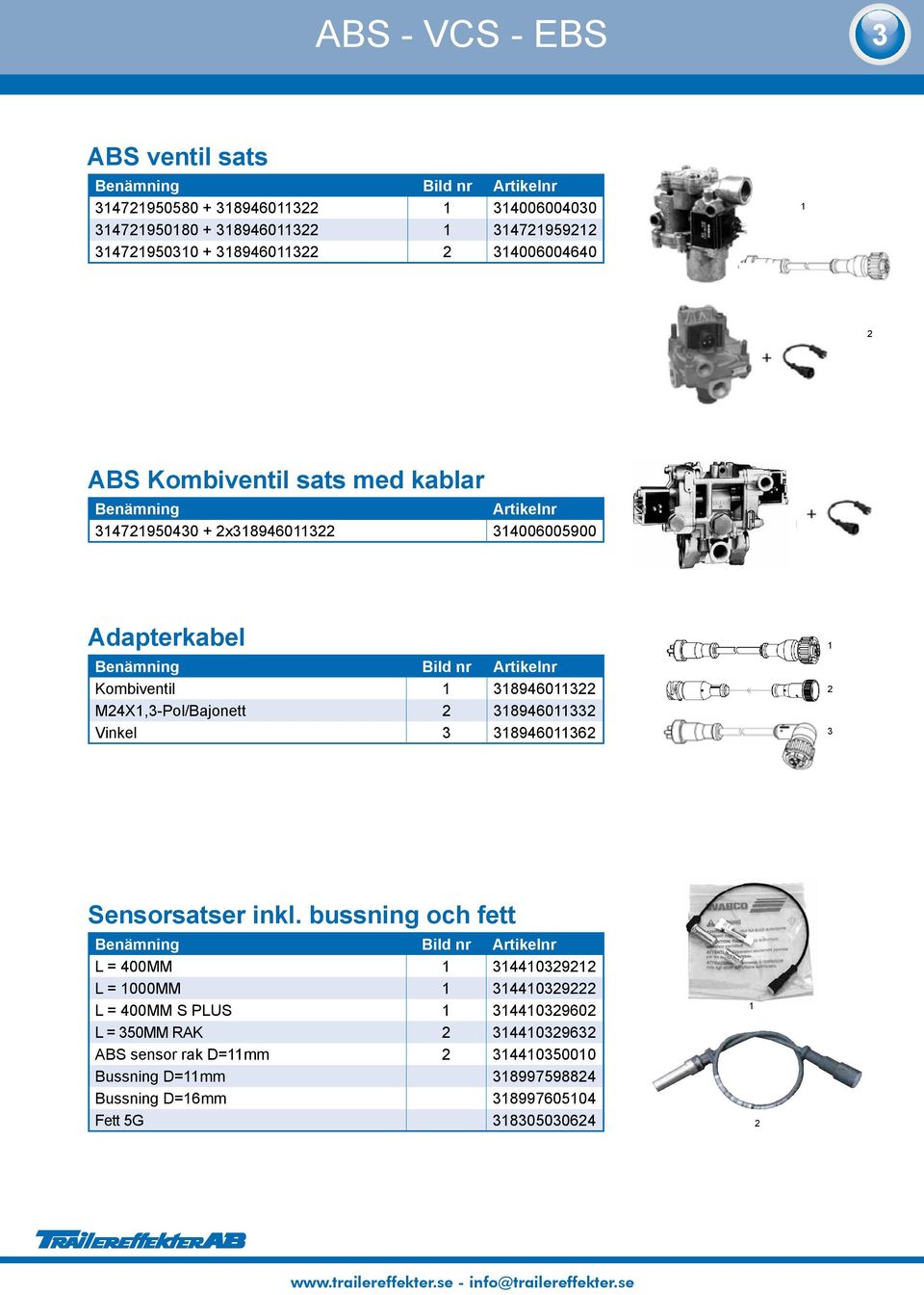 M4X,3-Pol/Bajonett 38946033 Vinkel 3 38946036 3 Sensorsatser inkl.