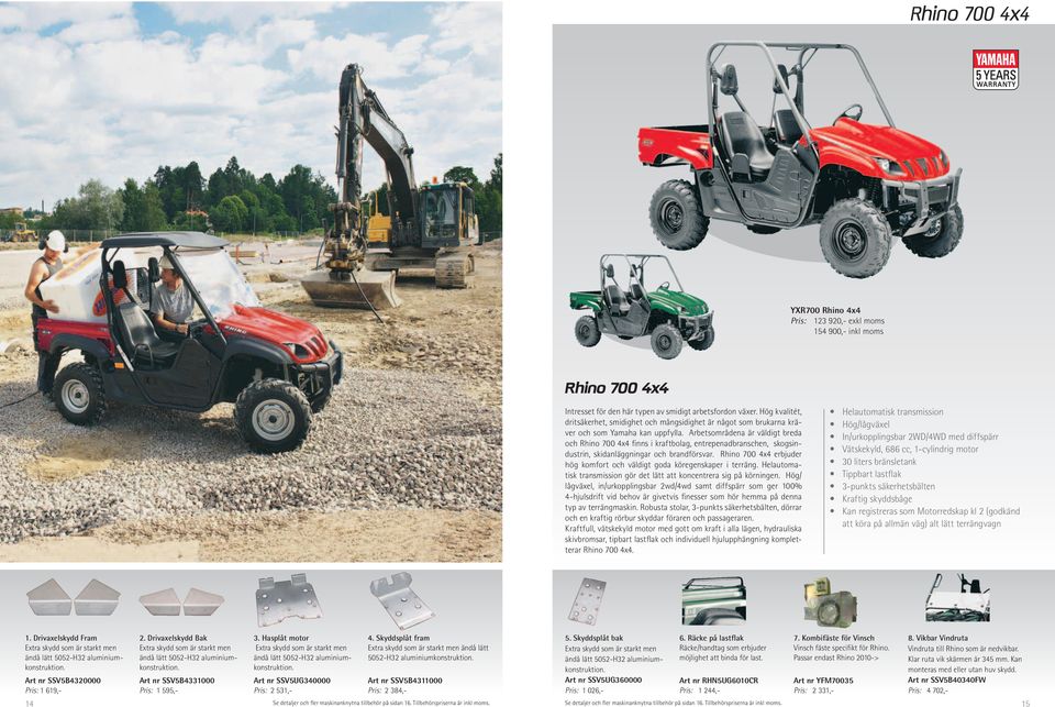 Arbetsområdena är väldigt breda och Rhino 700 4x4 finns i kraftbolag, entrepenadbranschen, skogsindustrin, skidanläggningar och brandförsvar.
