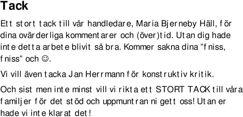 Vi vill även tacka Jan Herrmann för konstruktiv kritik.