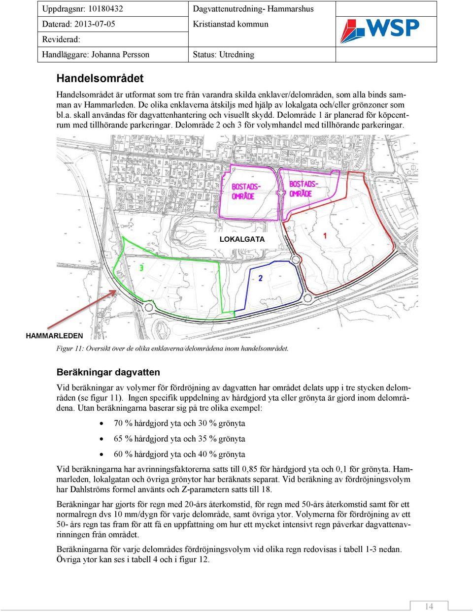 Delområde 1 är planerad för köpcentrum med tillhörande parkeringar. Delområde 2 och 3 för volymhandel med tillhörande parkeringar.