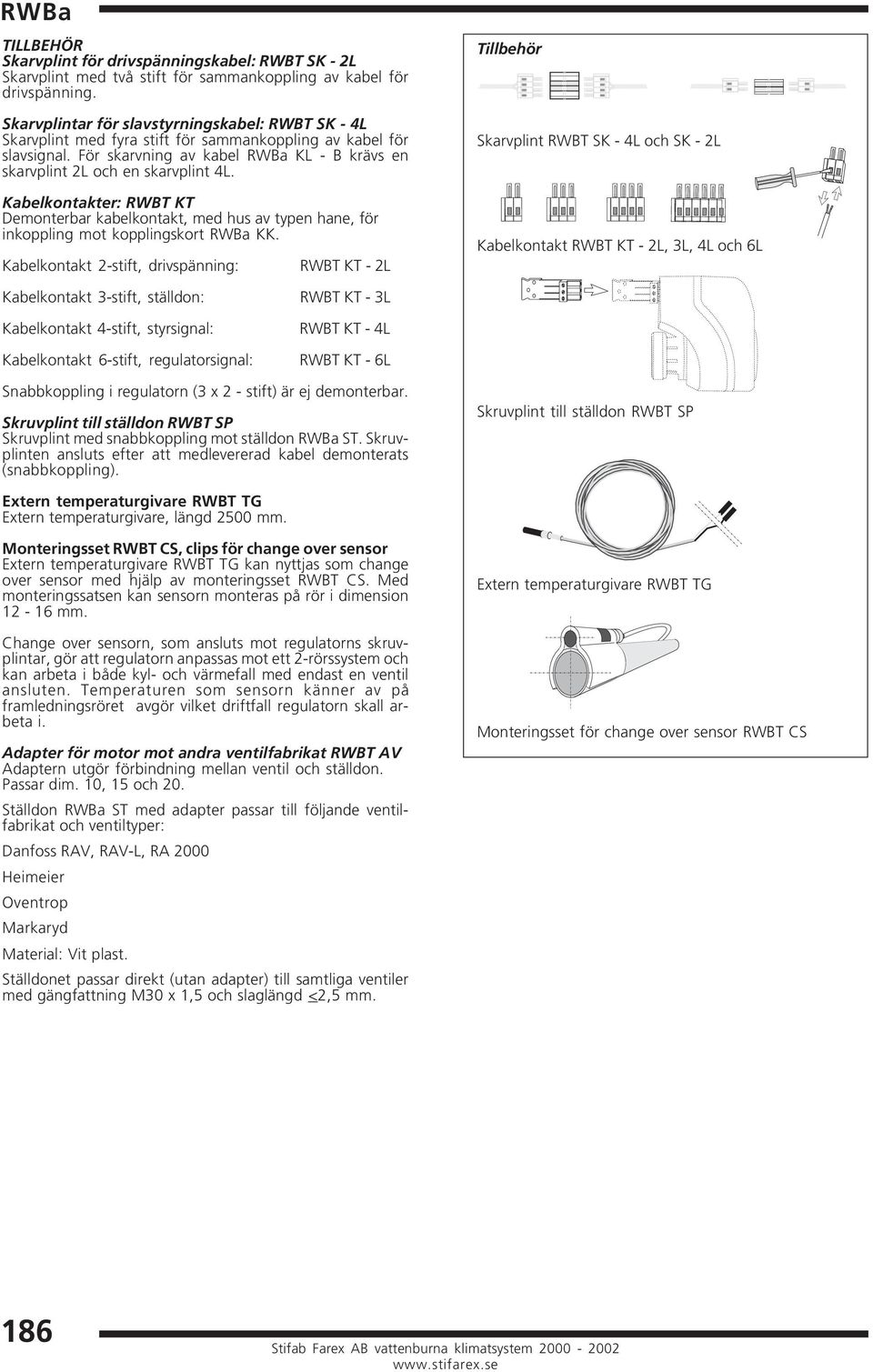Kabelkontakter: RWBT KT Demonterbar kabelkontakt, med hus av typen hane, för inkoppling mot kopplingskort RWBa KK.
