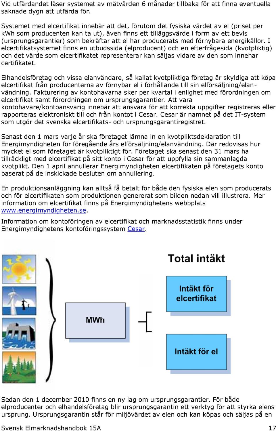 bekräftar att el har producerats med förnybara energikällor.