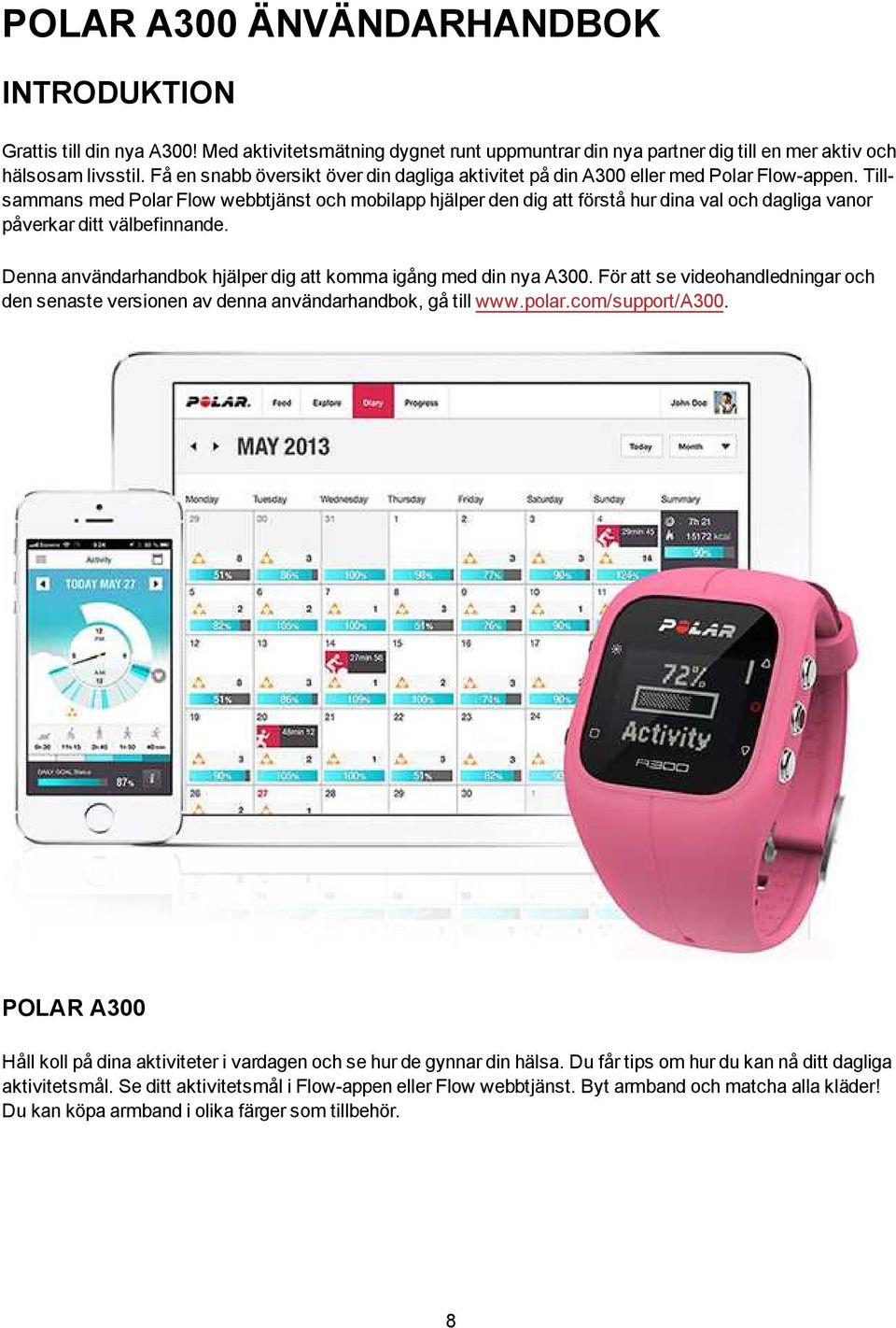 Tillsammans med Polar Flow webbtjänst och mobilapp hjälper den dig att förstå hur dina val och dagliga vanor påverkar ditt välbefinnande.