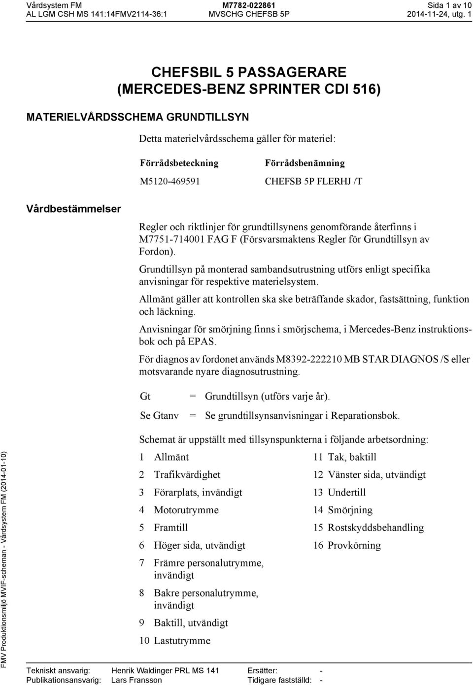 Fordon). Grundtillsyn på monterad sambandsutrustning utförs enligt specifika anvisningar för respektive materielsystem.