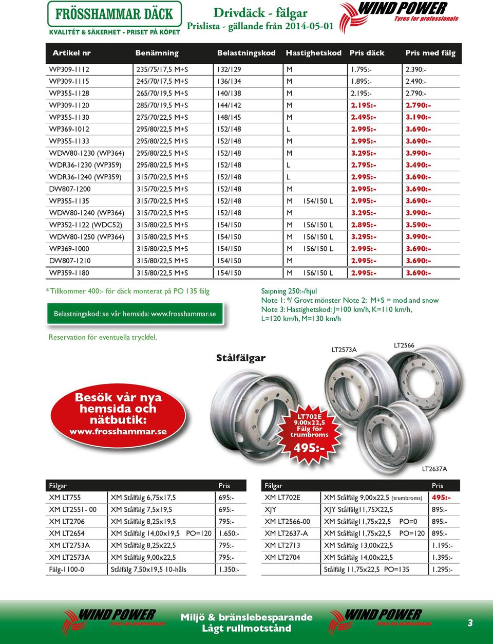 495:- 3.190:- WP369-1012 M+S 152/148 L 2.995:- 3.690:- WP355-1133 M+S 152/148 M 2.995:- 3.690:- WDW80-1230 (WP364) M+S 152/148 M 3.295:- 3.990:- WDR36-1230 (WP359) M+S 152/148 L 2.795:- 3.