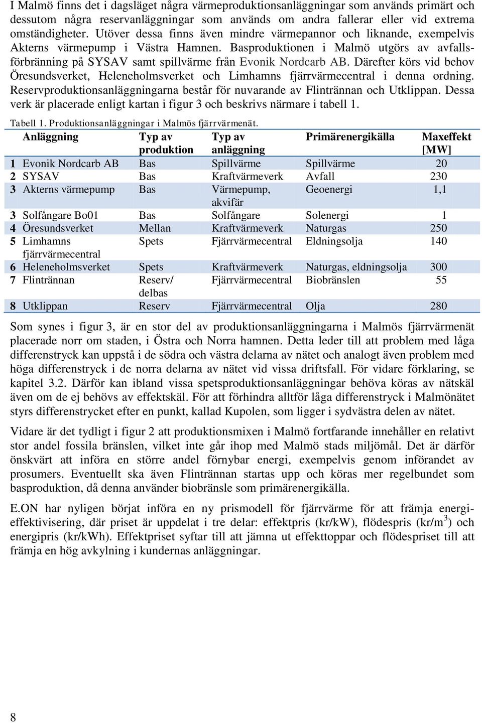 Basproduktionen i Malmö utgörs av avfallsförbränning på SYSAV samt spillvärme från Evonik Nordcarb AB.