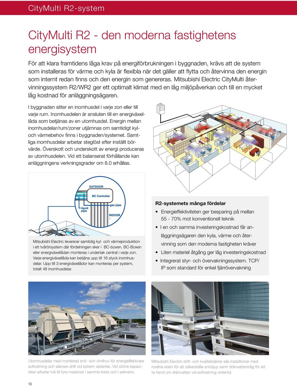 Mitsubishi Electric CityMulti återvinningssystem R2/WR2 ger ett optimalt klimat med en låg miljöpåverkan och till en mycket låg kostnad för anläggningsägaren.