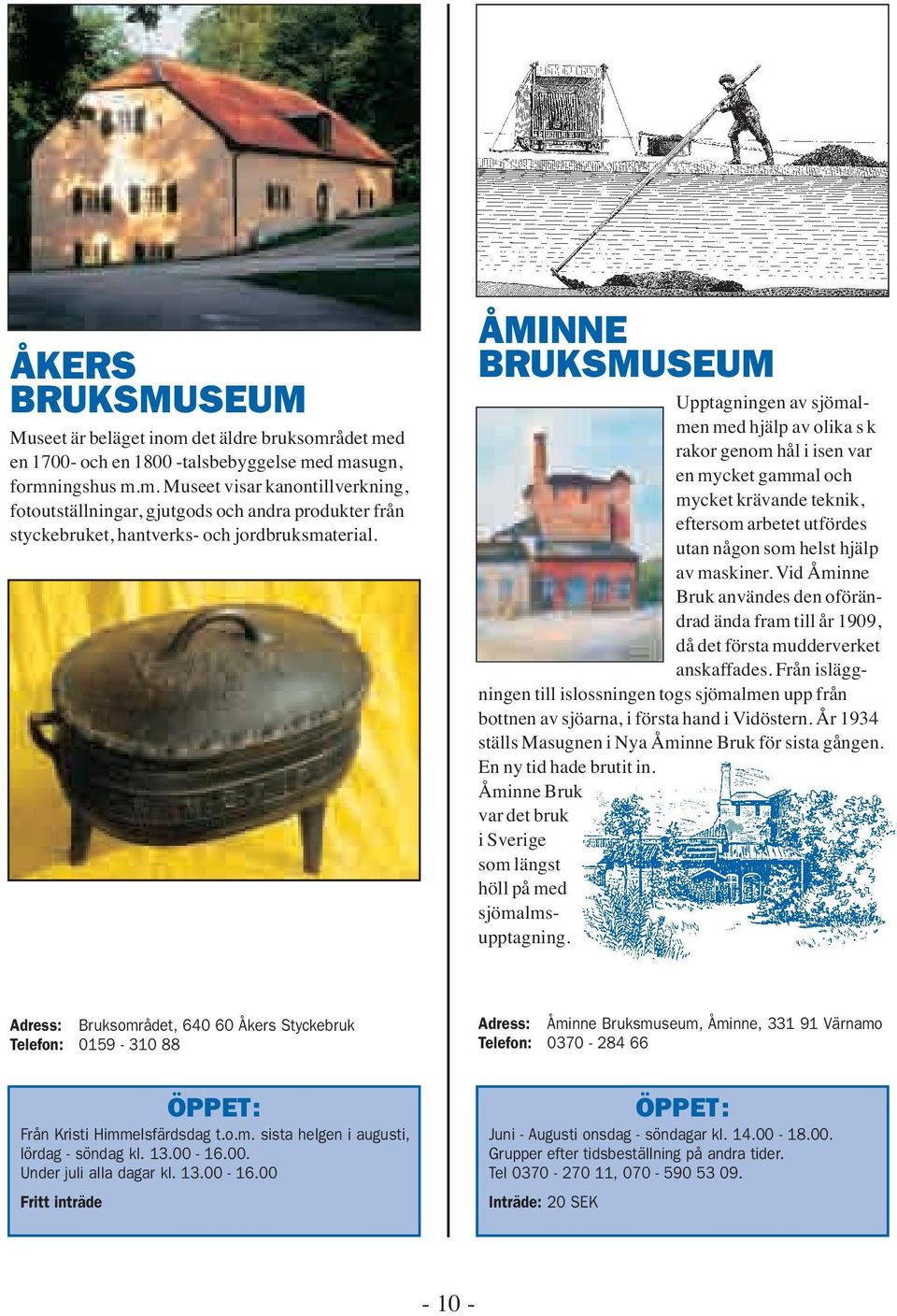 maskiner. Vid Åminne Bruk användes den oförändrad ända fram till år 1909, då det första mudderverket anskaffades.