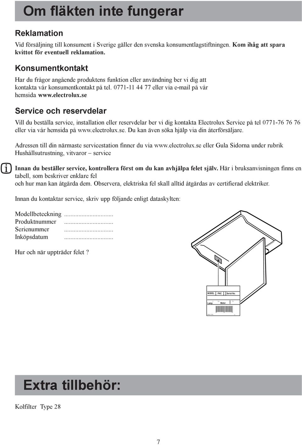 Instruktionsbok, Bruksanvisning EFT 7406 EFT 6406 Brugsvejledning,  Liesituuletin S N DK FIN - PDF Free Download