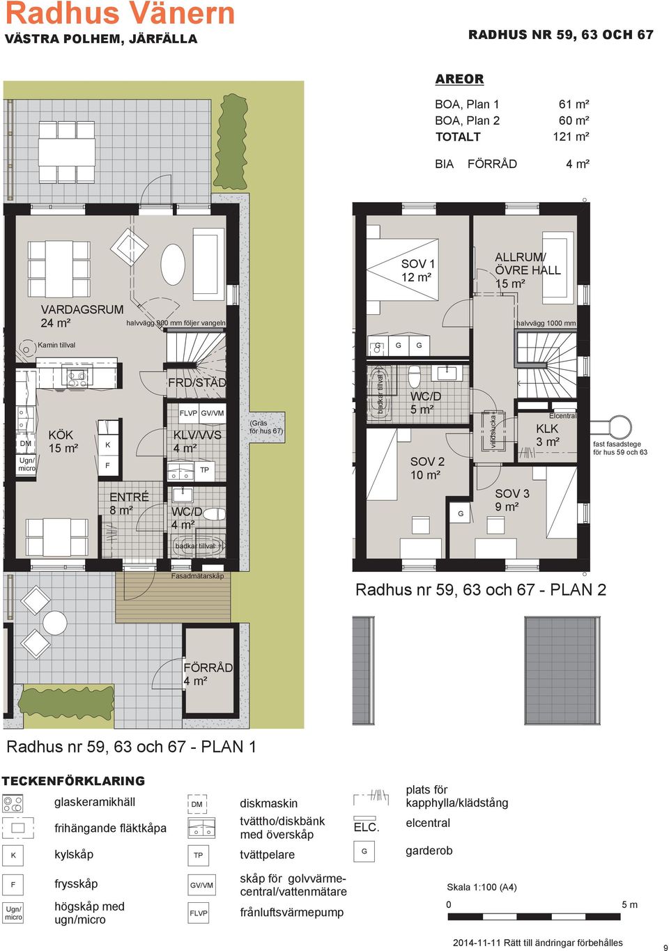 SOV 1 12 m² ALLRUM/ ÖVRE HALL 15 ALLRUM/ m² ÖVRE HALL 15 m² halvvägg 1000 mm halvvägg 1000 mm (Makadam för hus 64) DM DM amin tillval Ö 15 m² Ö 15 m² ENTRÉ 8 m² ENTRÉ 8 m² RD/STÄD RD/STÄD LVP V/VM