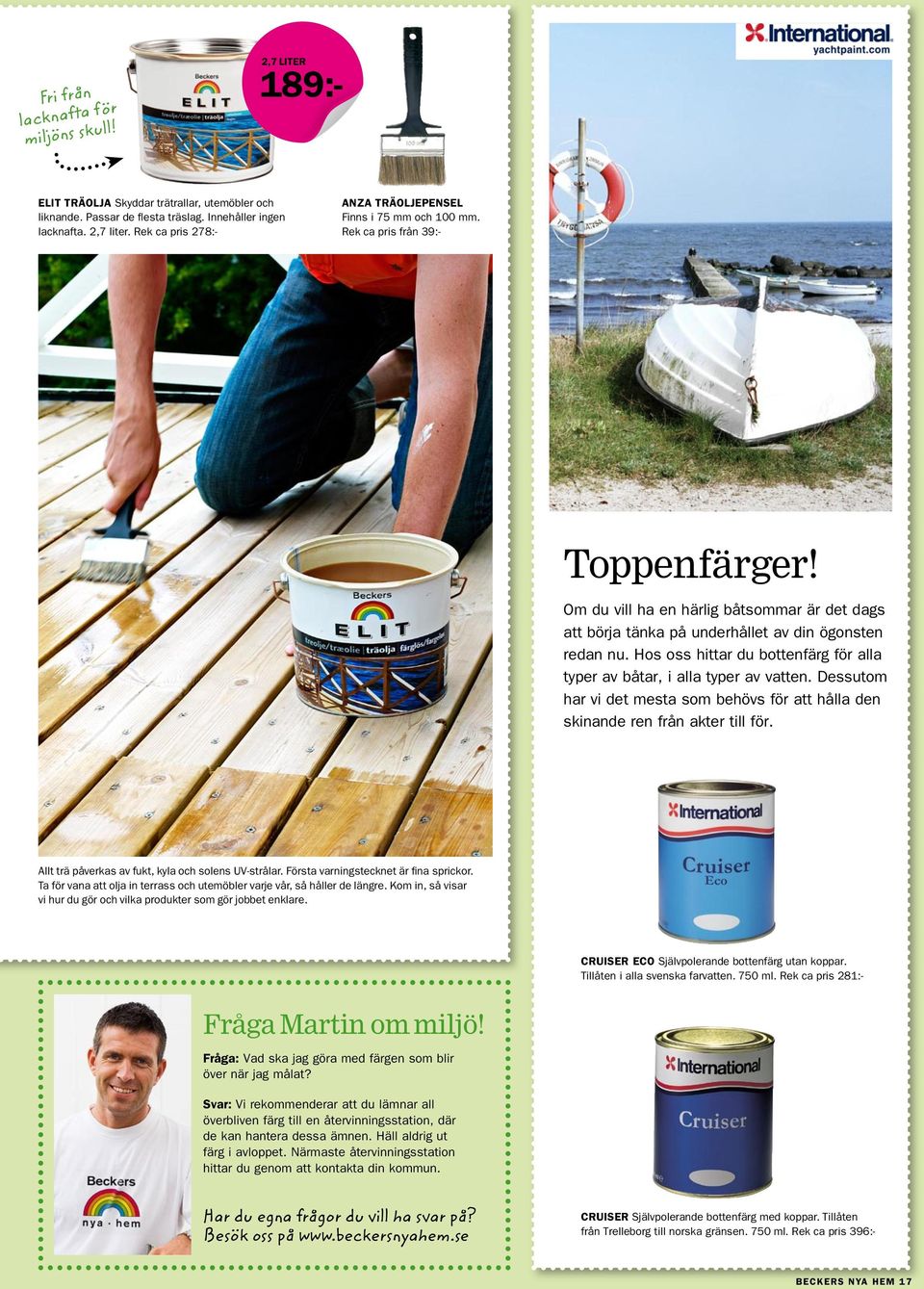 Rek ca pris 278:- ANZA träoljepensel Finns i 75 mm och 100 mm. Rek ca pris från 39:- Toppenfärger!