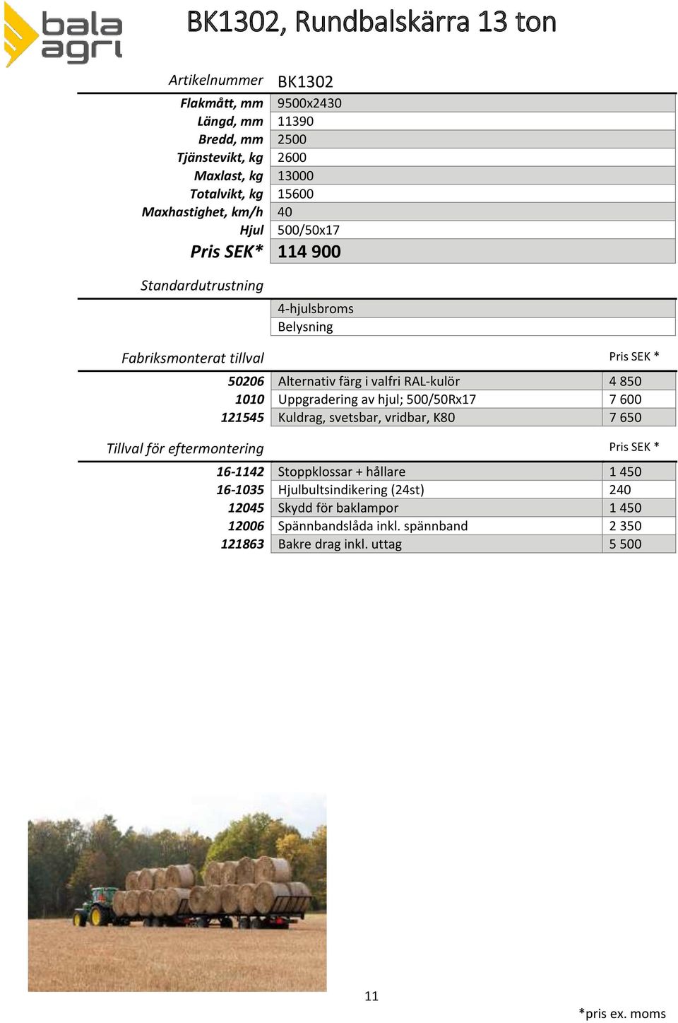 av hjul; 500/50Rx17 7 600 121545 Kuldrag, svetsbar, vridbar, K80 7 650 16-1035 Hjulbultsindikering (24st)