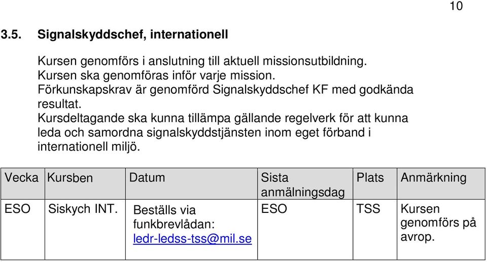 Kursdeltagande ska kunna tillämpa gällande regelverk för att kunna leda och samordna signalskyddstjänsten inom eget förband