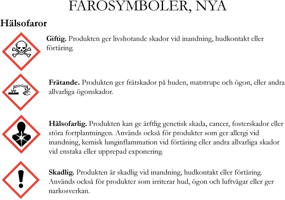 Produkten kan ge ärftlig genetisk skada, cancer, fosterskador eller störa fortplantningen.