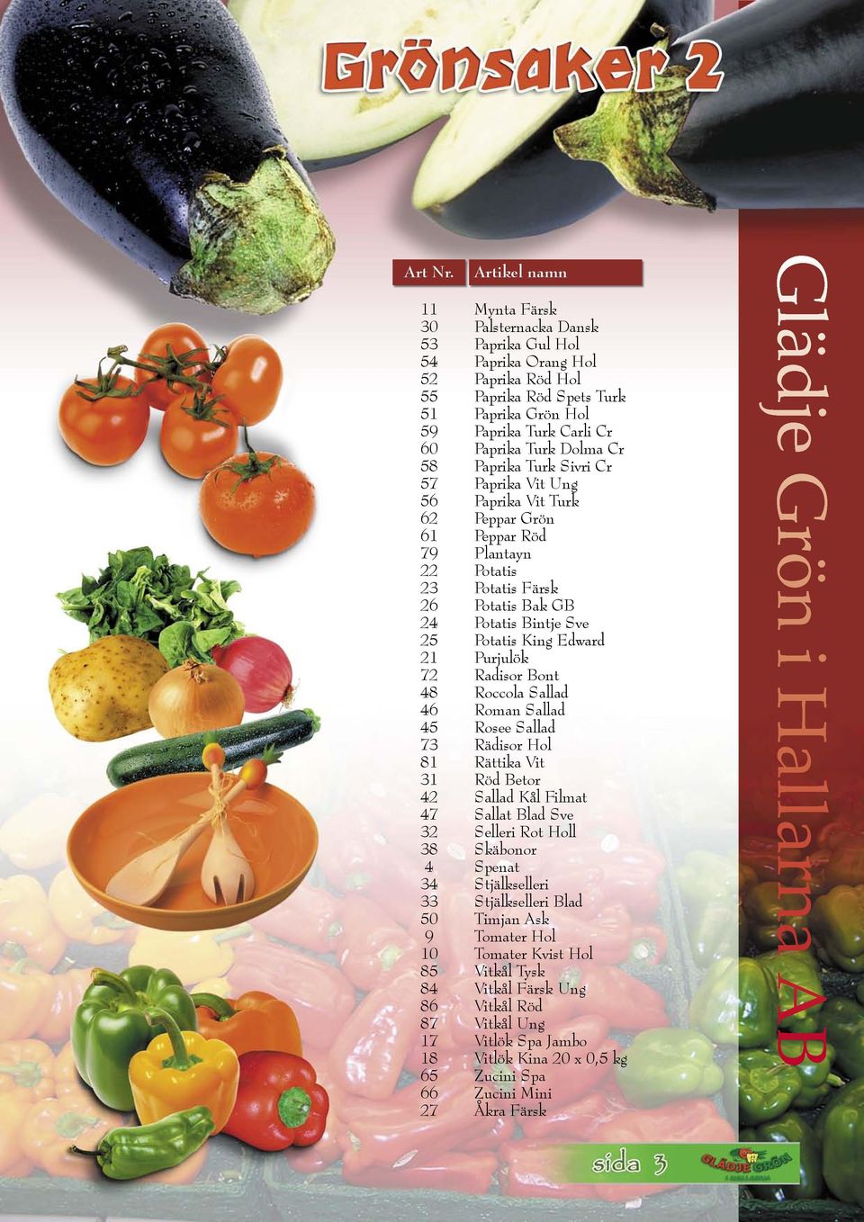 Dolma Cr 58 Paprika Turk Sivri Cr 57 Paprika Vit Ung 56 Paprika Vit Turk 62 Peppar Grön 61 Peppar Röd 79 Plantayn 22 Potatis 23 Potatis Färsk 26 Potatis Bak GB 24 Potatis Bintje Sve 25 Potatis King