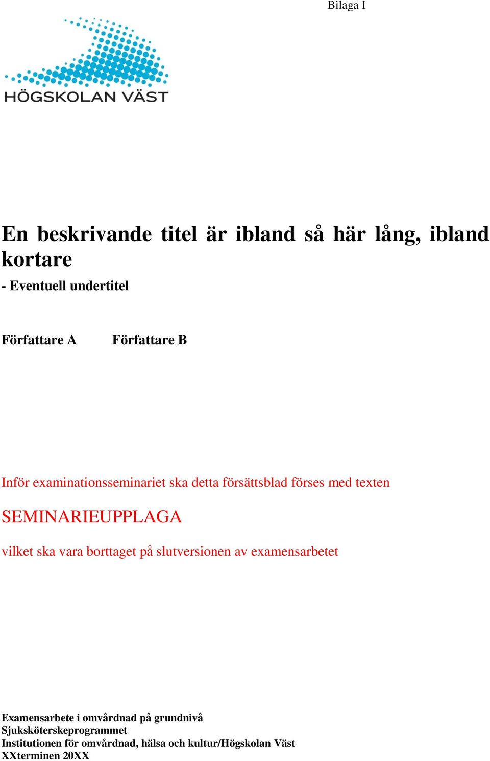 Anvisningar för examensarbete på grundnivå inom huvudområdet omvårdnad, 15  hp - PDF Gratis nedladdning