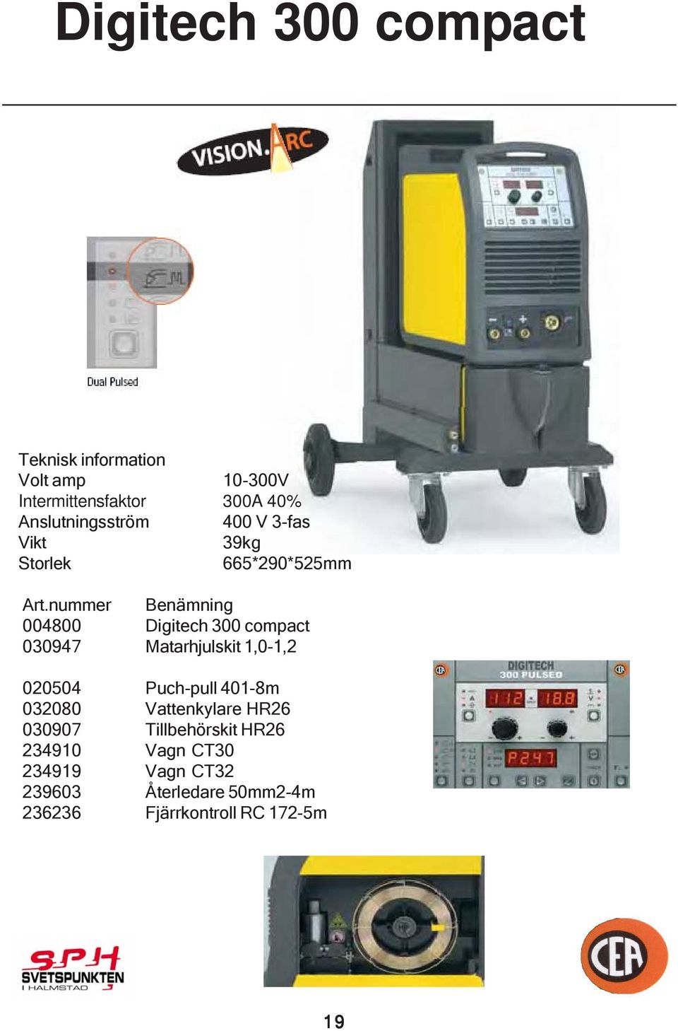 nummer Benämning 004800 Digitech 300 compact 030947 Matarhjulskit 1,0-1,2 020504 Puch-pull 401-8m