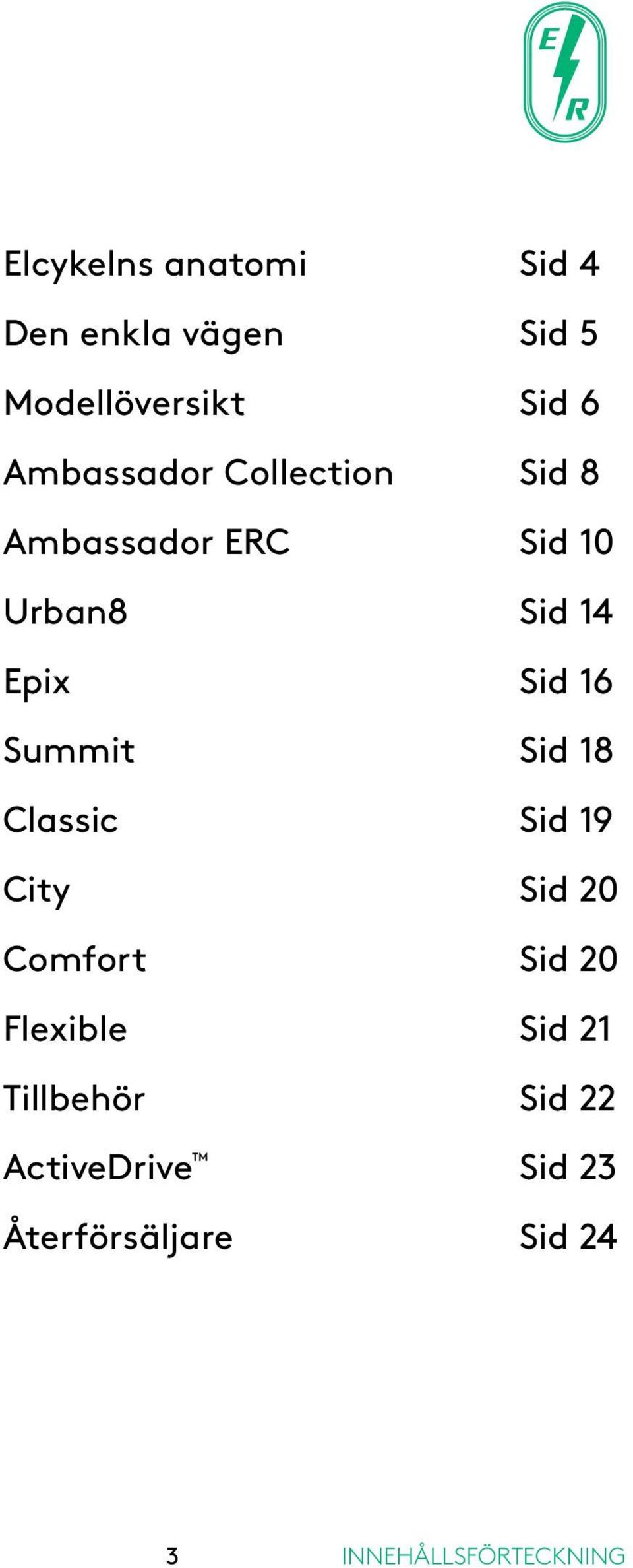 16 Summit Sid 18 Classic Sid 19 City Sid 20 Comfort Sid 20 Flexible Sid