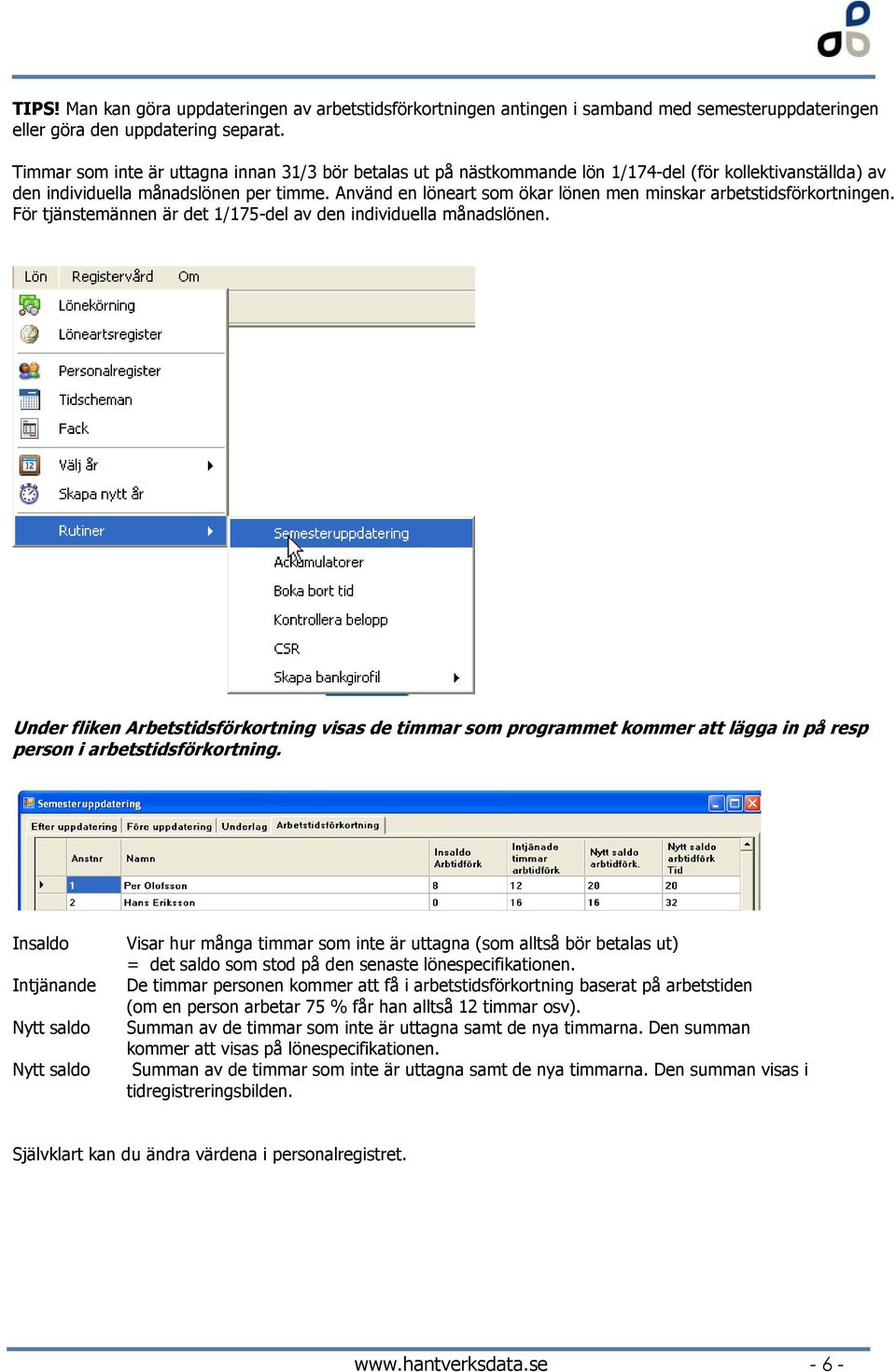 Använd en löneart som ökar lönen men minskar arbetstidsförkortningen. För tjänstemännen är det 1/175-del av den individuella månadslönen.