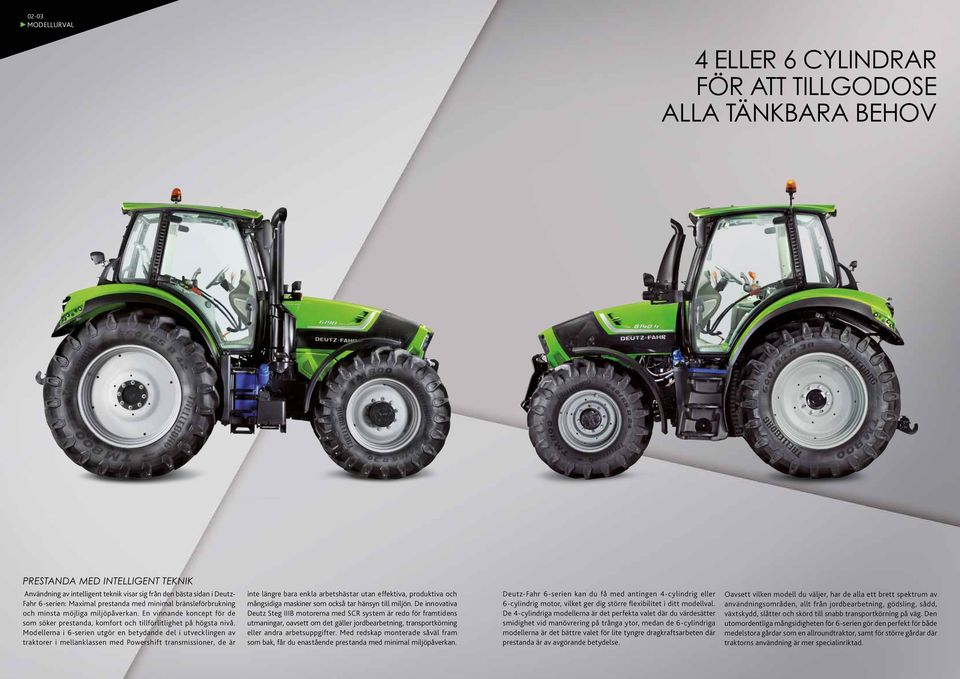 Modellerna i 6-serien utgör en betydande del i utvecklingen av traktorer i mellanklassen med Powershift transmissioner, de är inte längre bara enkla arbetshästar utan effektiva, produktiva och