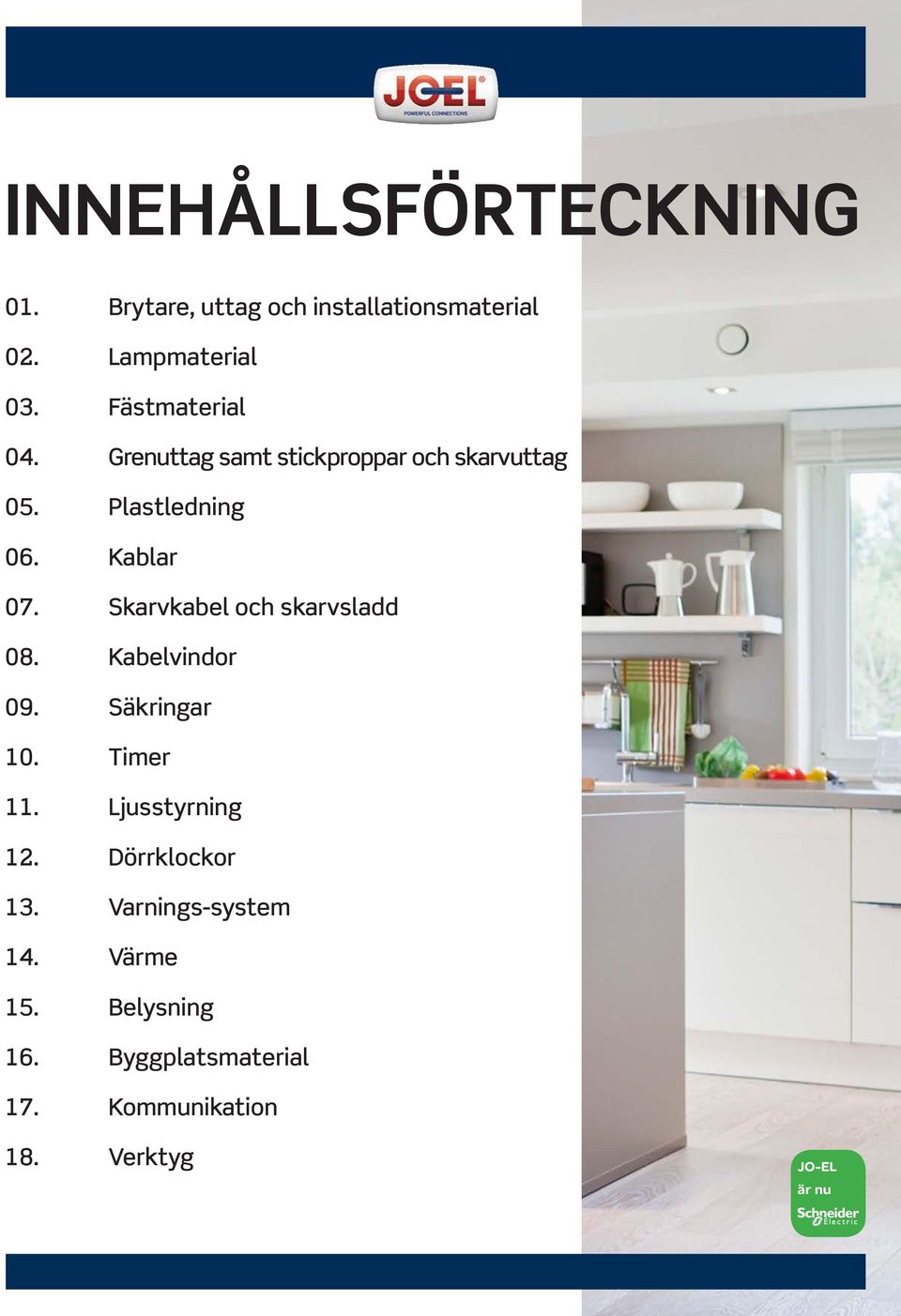 Skarvkabel och skarvsladd 08. Kabelvindor 09. Säkringar 10. Timer 11. Ljusstyrning 12.