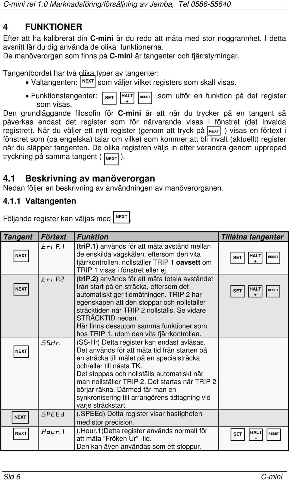 funktion på det register som visas Den grundläggande filosofin för är att när du trycker på en tangent så påverkas endast det register som för närvarande visas i fönstret (det invalda registret) När