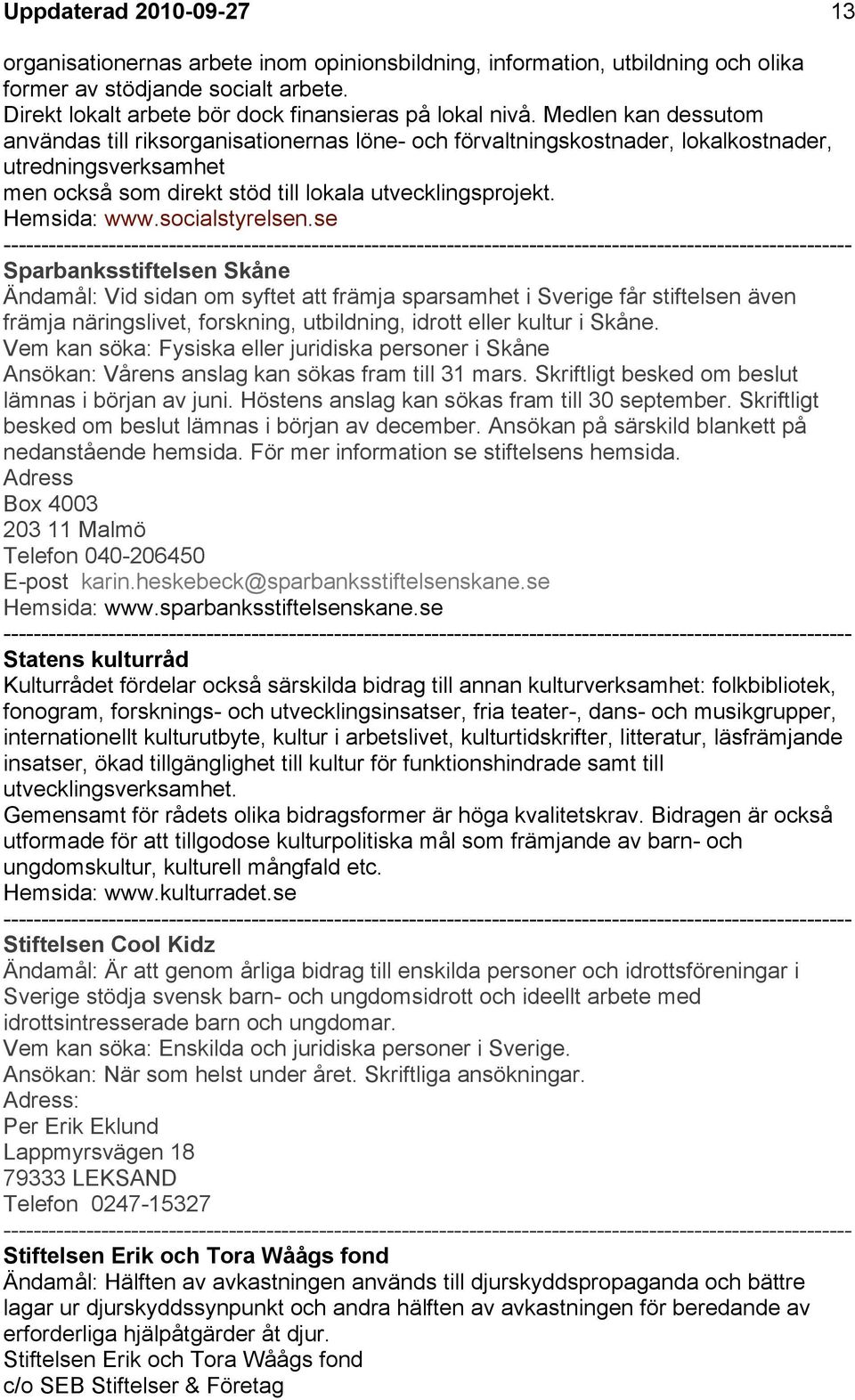 Kompendium med fonder och stiftelser för föreningar i Landskrona. - PDF  Gratis nedladdning