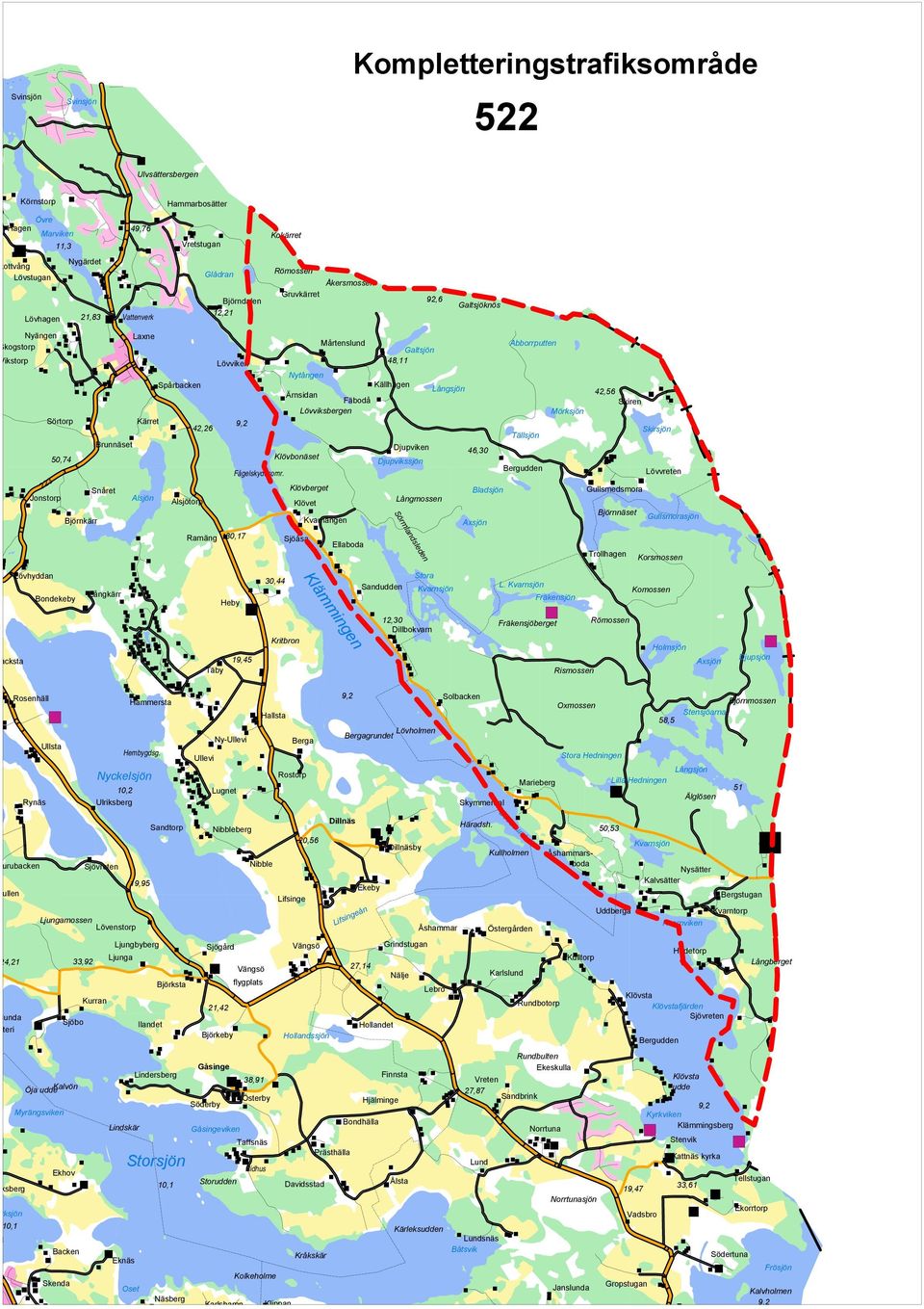 Nälje 27,14 Lebro Rundbotorp Karlslund Lifsinge Lifsingeån 38,91 Ridhus Finnsta Hollandet Hollandssjön Nibbleberg flygplats jögård Nibble 58,5 51 Björn Djupsjön tensjöarna Lilla Hedningen