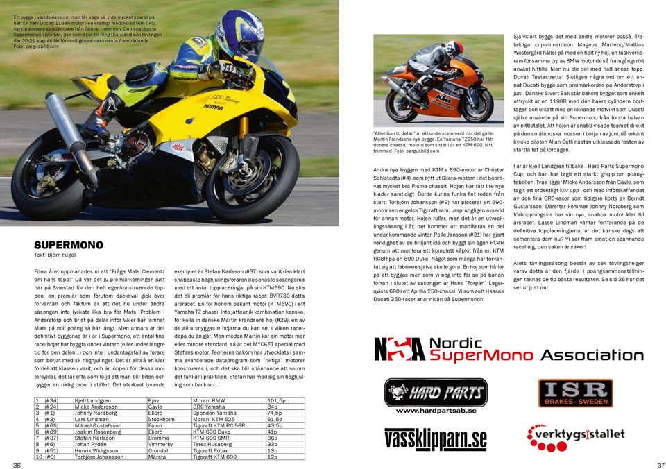 com "Attention to detail" är ett understatement när det gäller Martin Frandsens nya bygge. En Yamaha TZ250 har fått donera chassit, motorn som sitter i är en KTM 690, lätt trimmad. Foto: pargusbild.