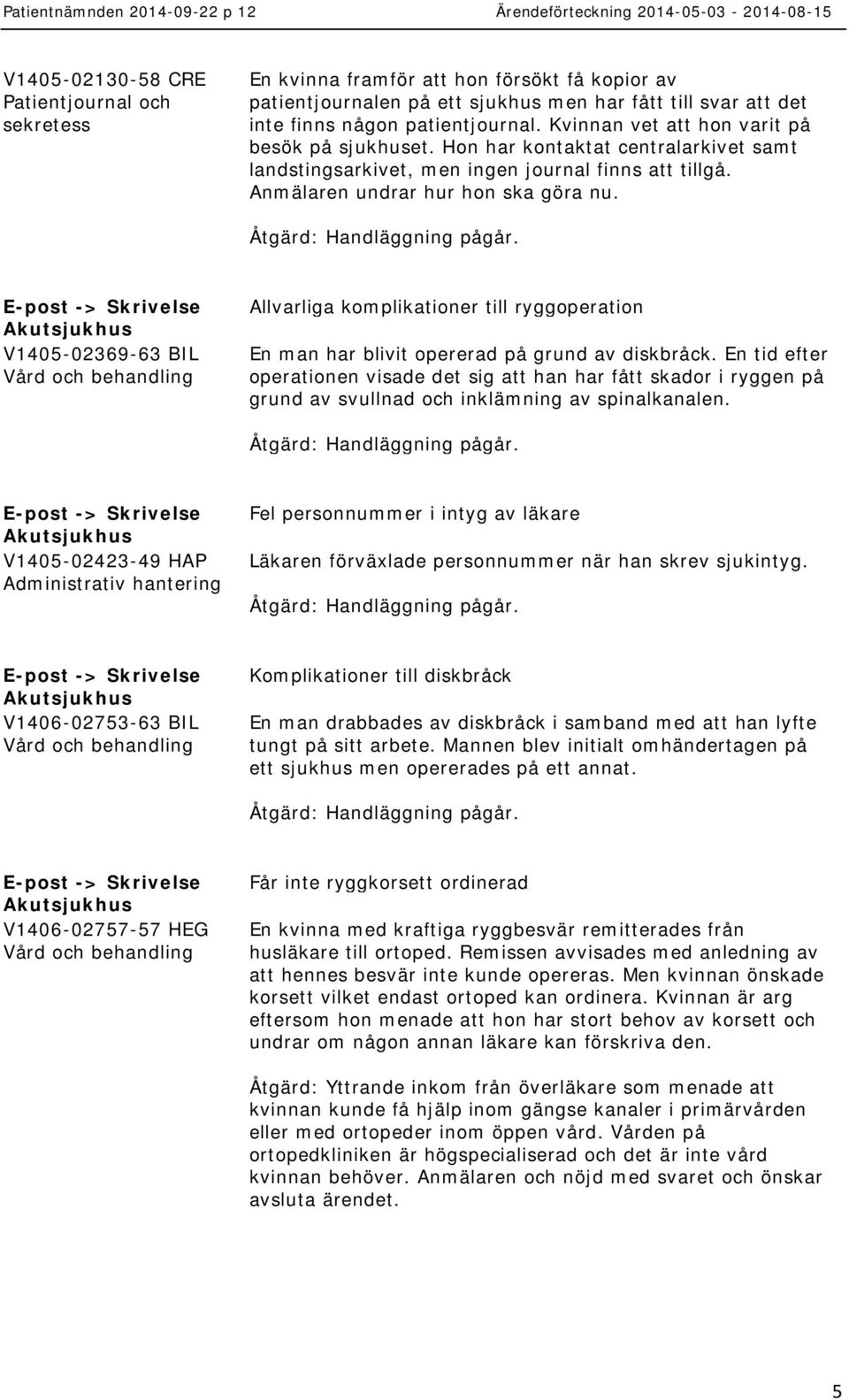 E-post -> V1405-02369-63 BIL Allvarliga komplikationer till ryggoperation En man har blivit opererad på grund av diskbråck.