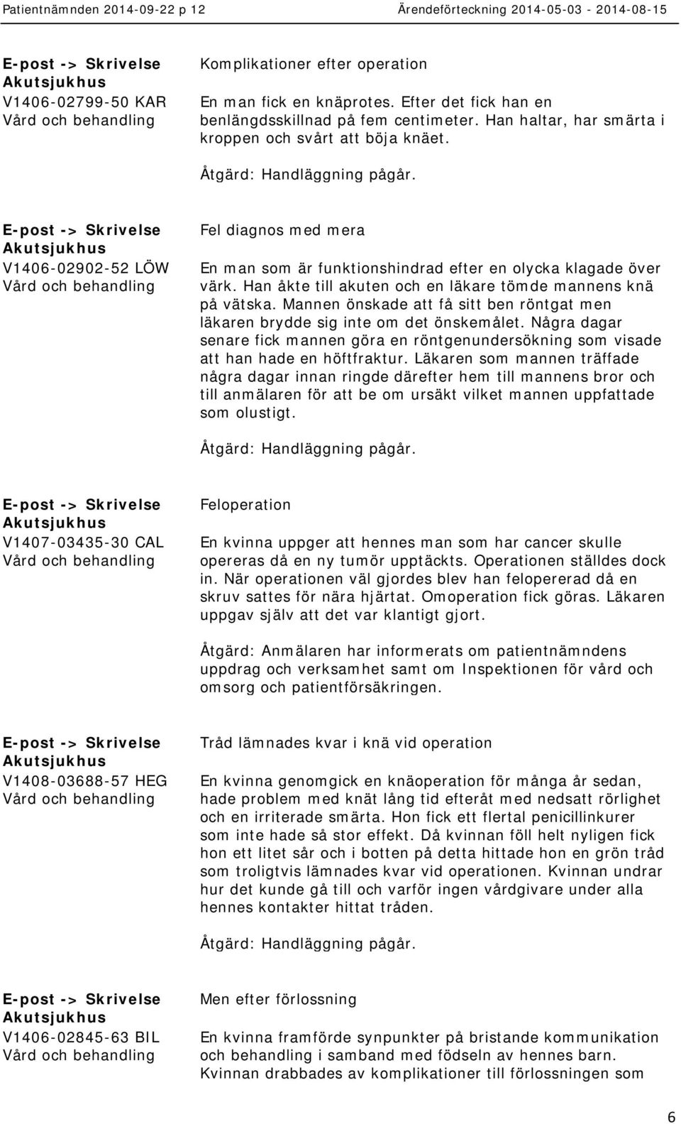 Han åkte till akuten och en läkare tömde mannens knä på vätska. Mannen önskade att få sitt ben röntgat men läkaren brydde sig inte om det önskemålet.
