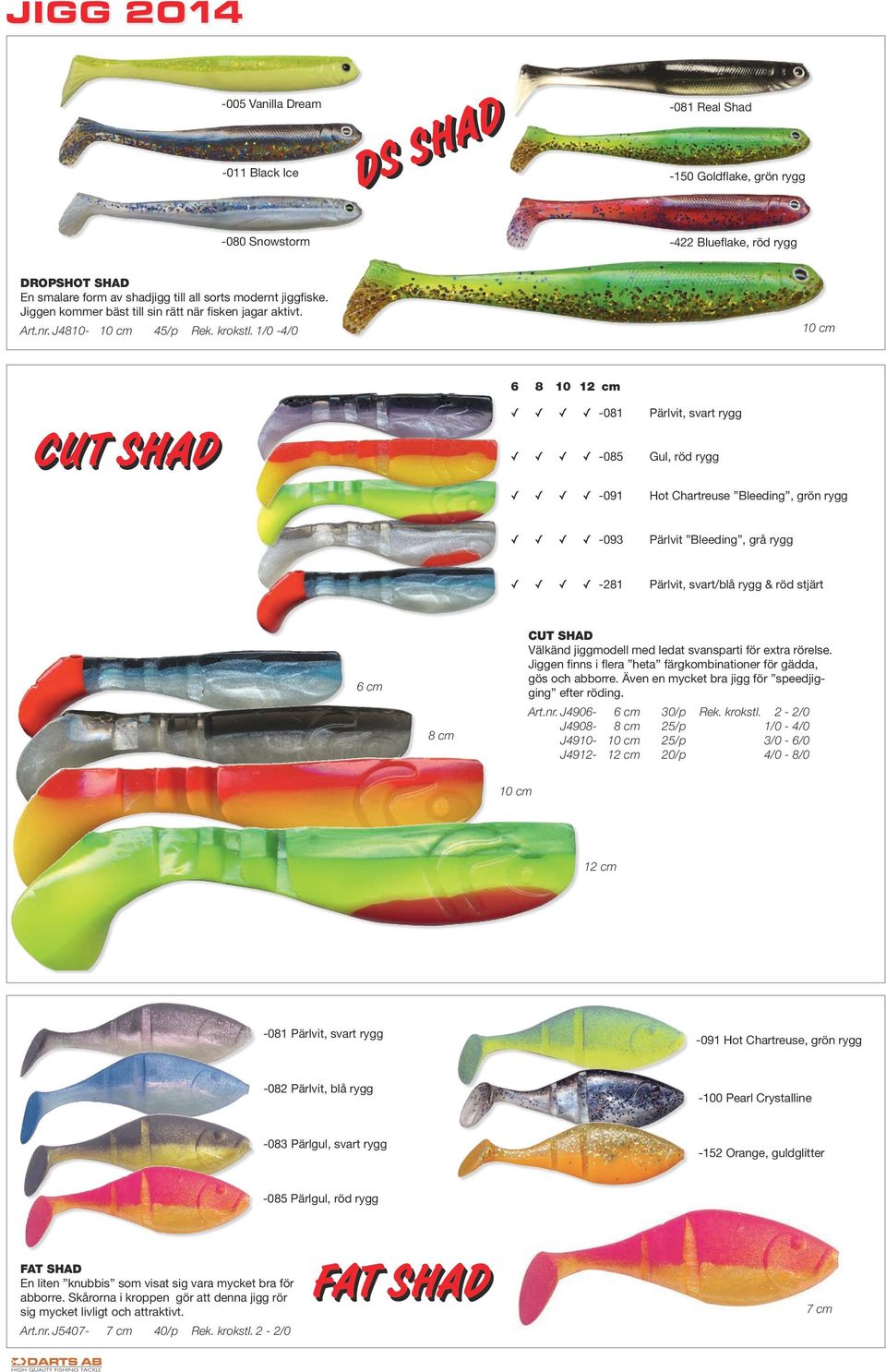 /0-0 cm CUT SHAD 6 8 0 2 cm -08 Pärlvit, svart rygg -085 Gul, röd rygg -09 Hot Chartreuse Bleeding, grön rygg -093 Pärlvit Bleeding, grå rygg -28 Pärlvit, svart/blå rygg & röd stjärt 6 cm 8 cm CUT