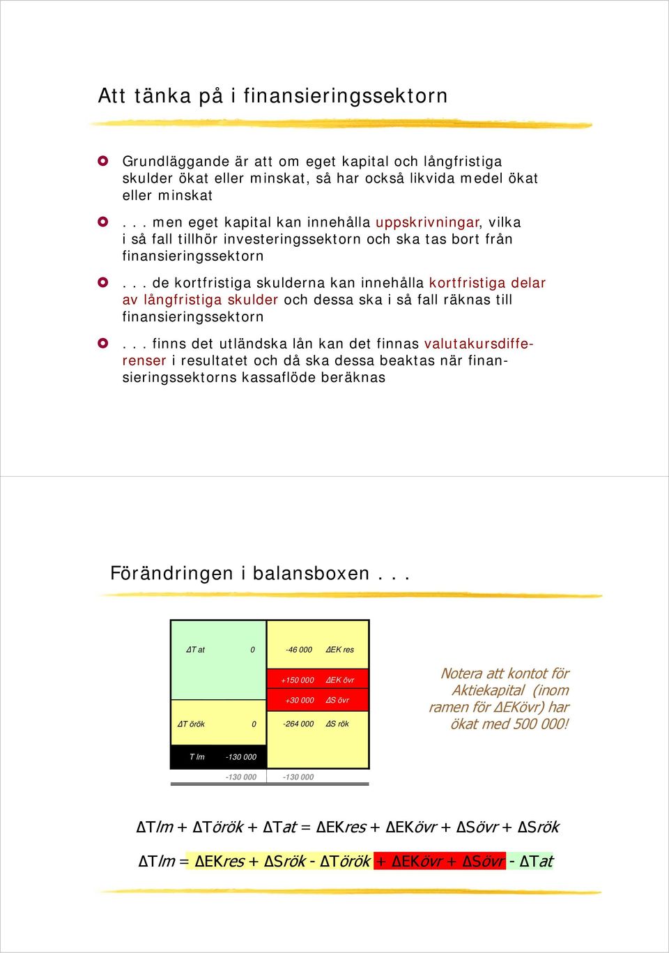 .. de kortfristiga skulderna kan innehålla kortfristiga delar av långfristiga skulder och dessa ska i så fall räknas till finansieringssektorn.