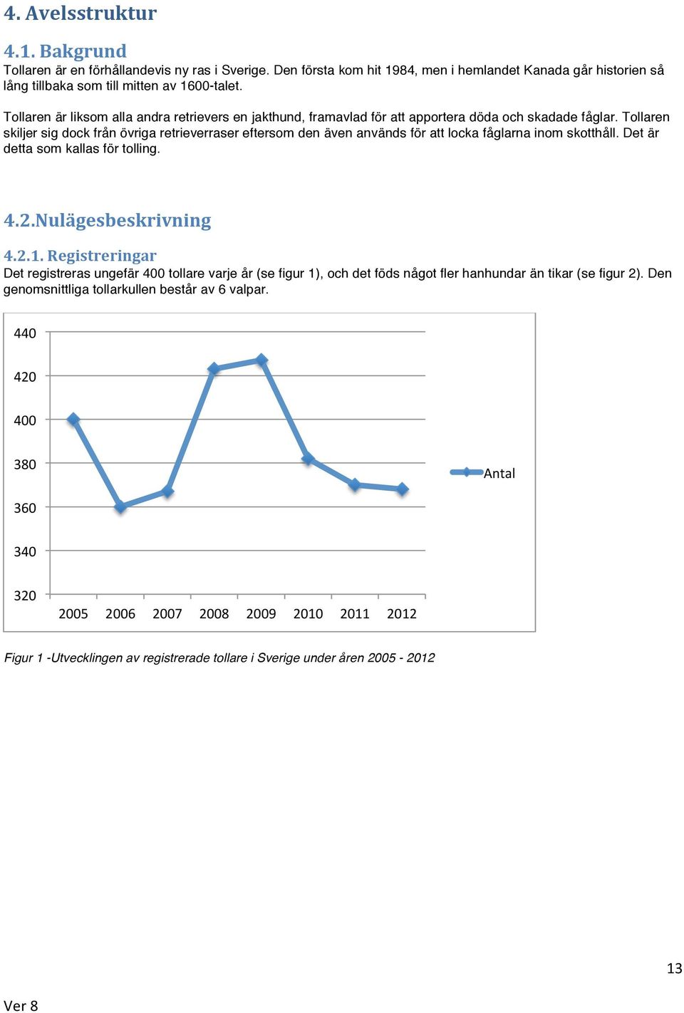 Tollaren skiljer sig dock från övriga retrieverraser eftersom den även används för att locka fåglarna inom skotthåll. Det är detta som kallas för tolling. 4.2.Nulägesbeskrivning 4.2.1.