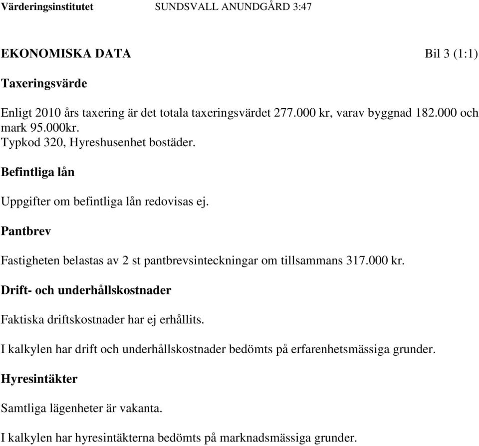 Pantbrev Fastigheten belastas av 2 st pantbrevsinteckningar om tillsammans 317.000 kr.