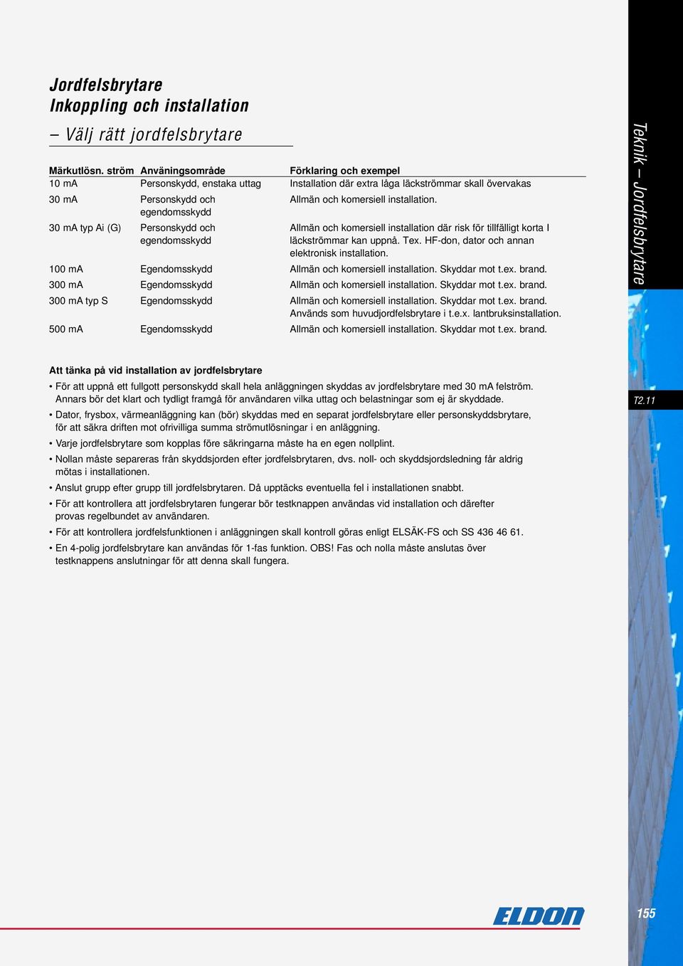 egendomsskydd 30 ma typ Ai (G) Personskydd och Allmän och komersiell installation där risk för tillfälligt korta I egendomsskydd läckströmmar kan uppnå. Tex.