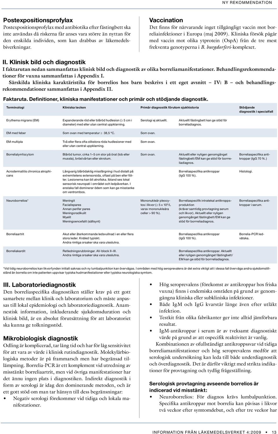 Kliniska försök pågår med vaccin mot olika ytprotein (OspA) från de tre mest frekventa genotyperna i. burgdorferi-komplexet. II.