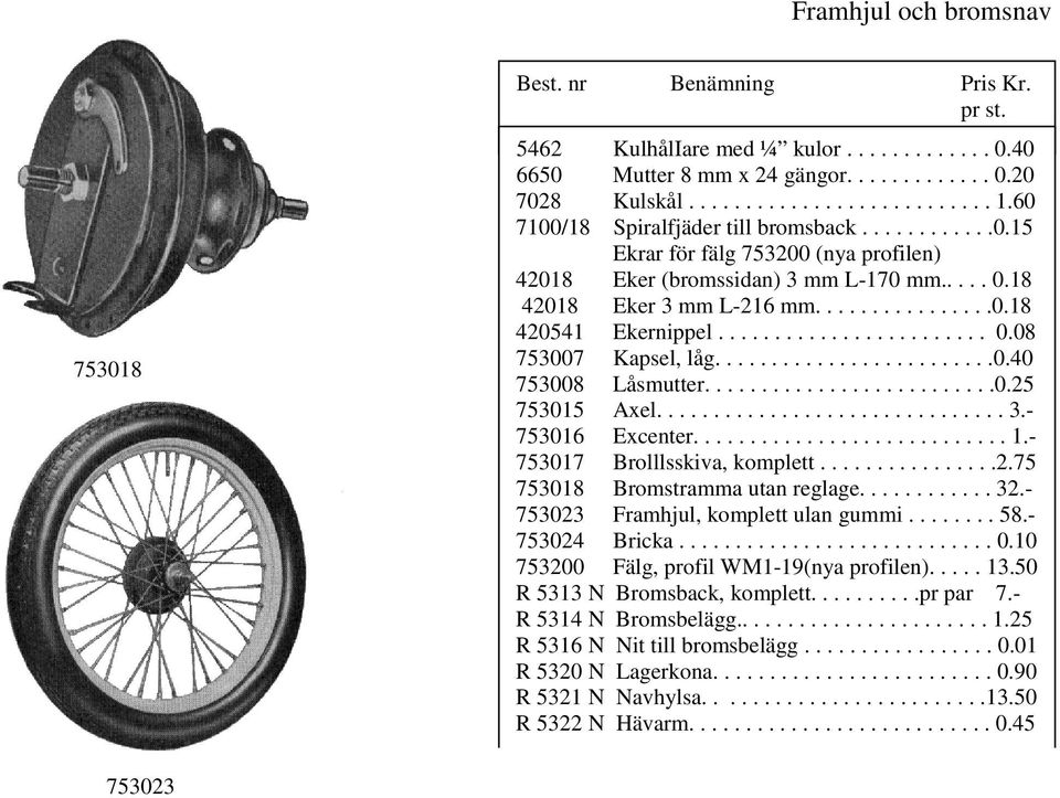 ....................... 0.08 753007 Kapsel, låg.........................0.40 753008 Låsmutter..........................0.25 753015 Axel............................... 3.- 753016 Excenter............................ 1.