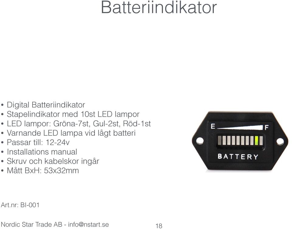 lågt batteri Passar till: 12-24v Installations manual Skruv och kabelskor