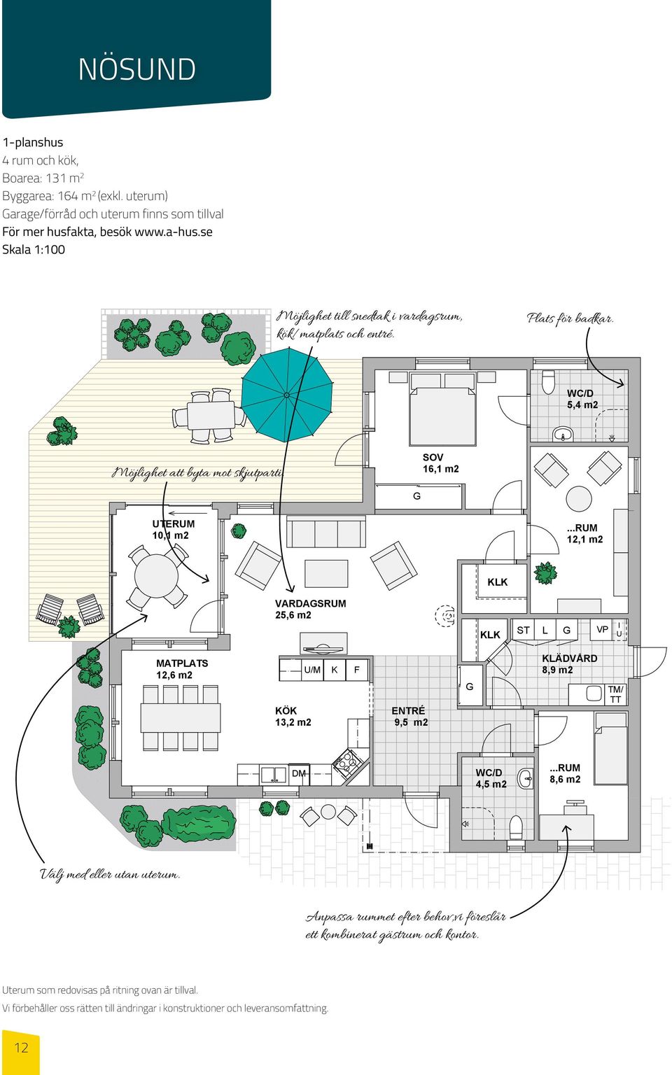 SOV 16,1 m2 G UTERUM 10,1 m2 12,1 m2 VARDAGSRUM 25,6 m2 ST L G VP I U MATPLATS 12,6 m2 U/M KÖK 13,2 m2 K F ENTRÉ 9,5 m2 G KLÄDVÅRD 8,9 m2 TM/ TT DM 4,5 m2 8,6 m2 Välj med
